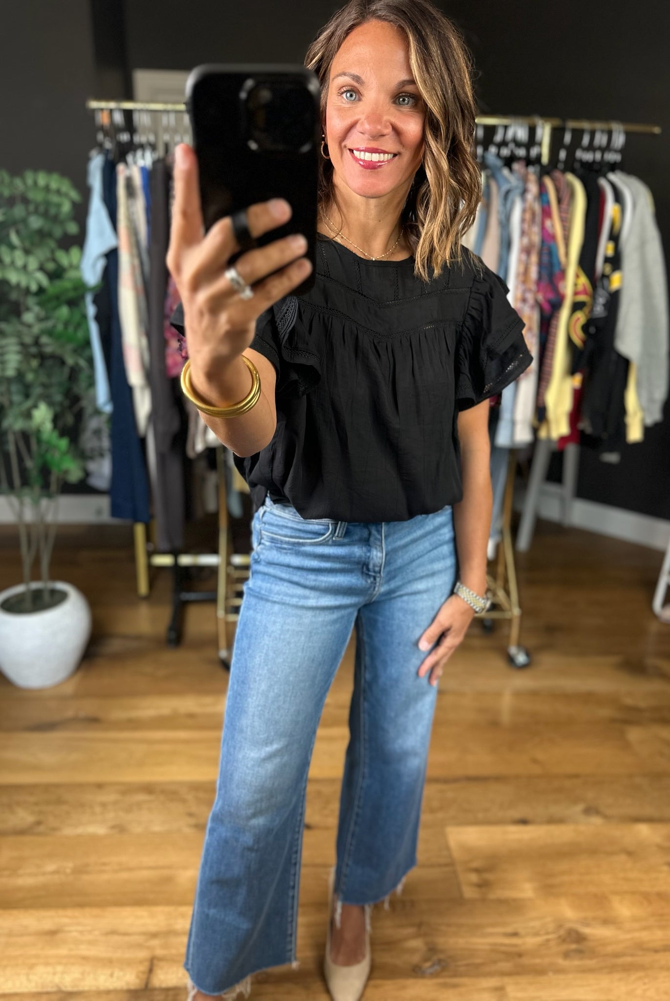 Another Side Of You Flutter-Sleeve Top-Short Sleeves-ee:some-Anna Kaytes Boutique, Women's Fashion Boutique in Grinnell, Iowa