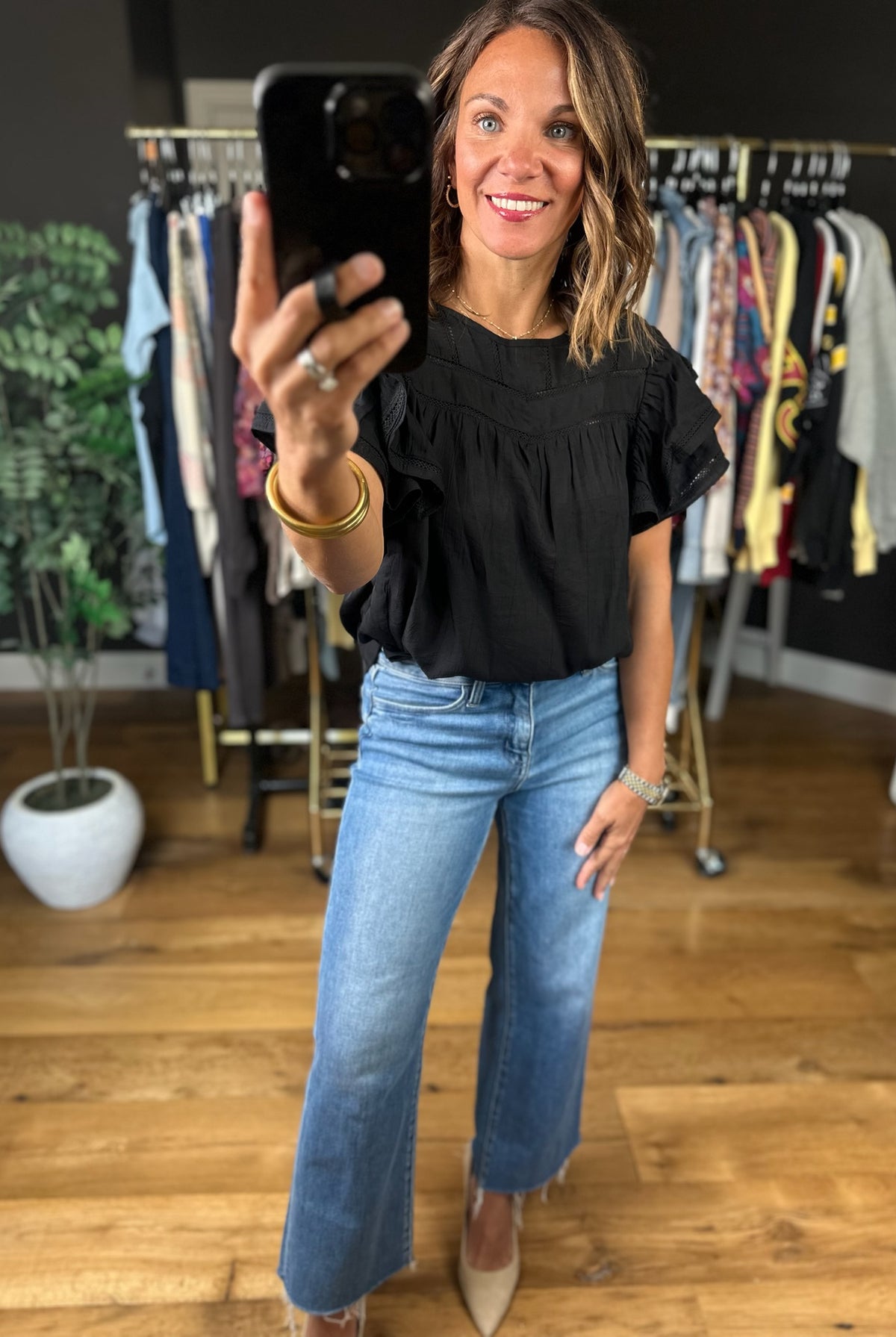 Another Side Of You Flutter-Sleeve Top-Short Sleeves-ee:some-Anna Kaytes Boutique, Women's Fashion Boutique in Grinnell, Iowa