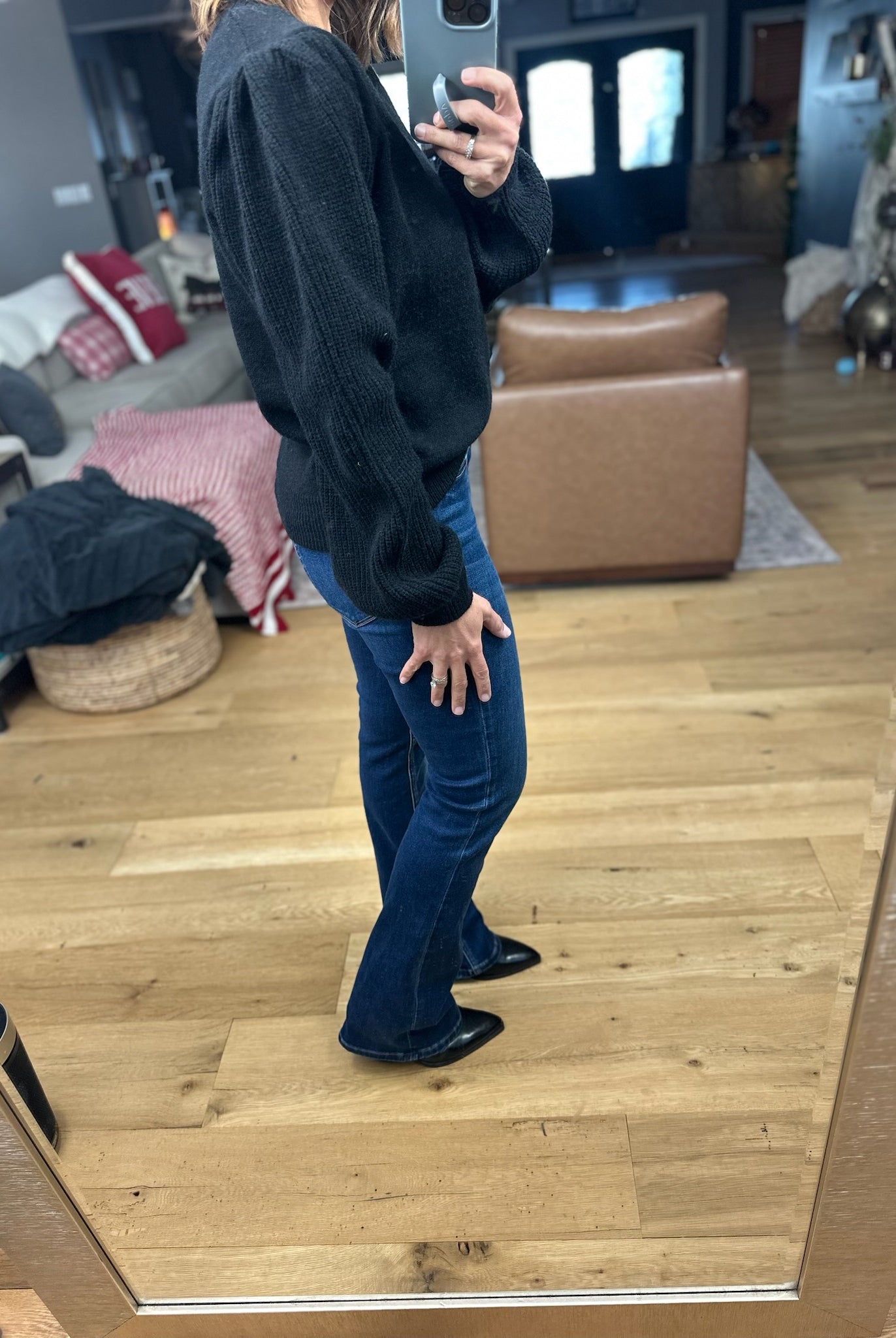 Here And There Balloon Sleeve Sweater-Sweaters-& Merci-Anna Kaytes Boutique, Women's Fashion Boutique in Grinnell, Iowa