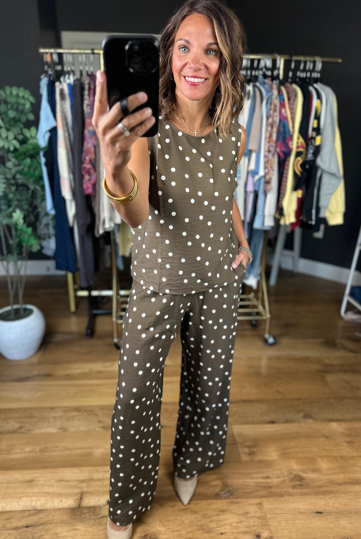 Has To Be You Polka Dot 2-Piece Set-Sleeveless-She & Sky-Anna Kaytes Boutique, Women's Fashion Boutique in Grinnell, Iowa