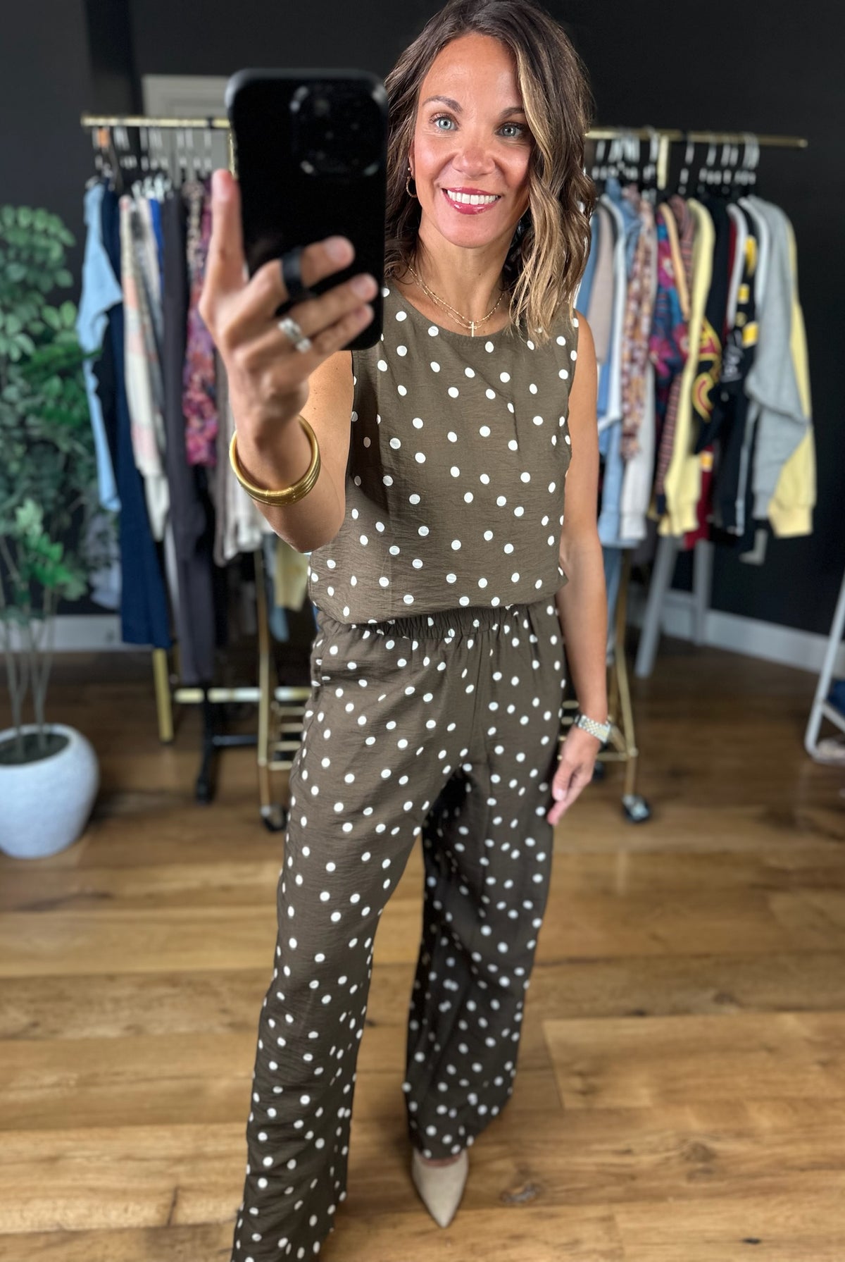 Has To Be You Polka Dot 2-Piece Set-Sleeveless-She & Sky-Anna Kaytes Boutique, Women's Fashion Boutique in Grinnell, Iowa