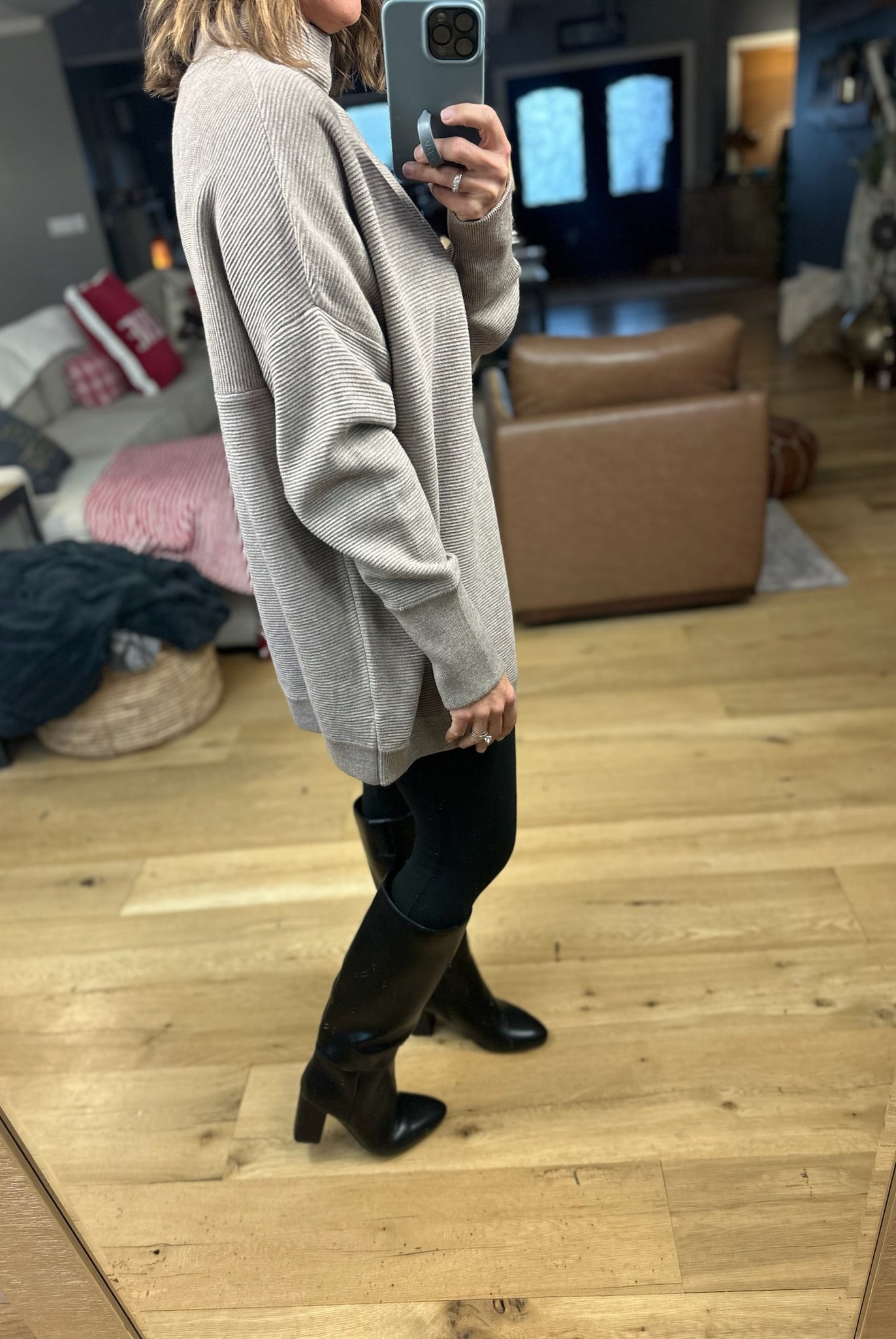 Thinking Of Us Mock-Neck Tunic Sweater-Sweaters-Anniewear-Anna Kaytes Boutique, Women's Fashion Boutique in Grinnell, Iowa