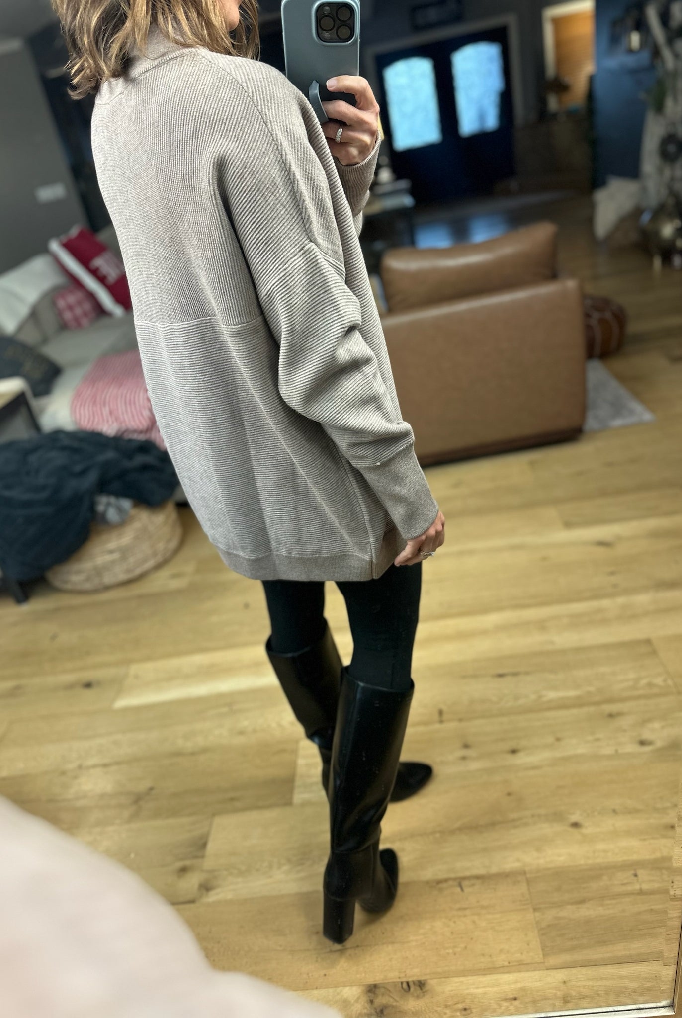 Thinking Of Us Mock-Neck Tunic Sweater-Sweaters-Anniewear-Anna Kaytes Boutique, Women's Fashion Boutique in Grinnell, Iowa