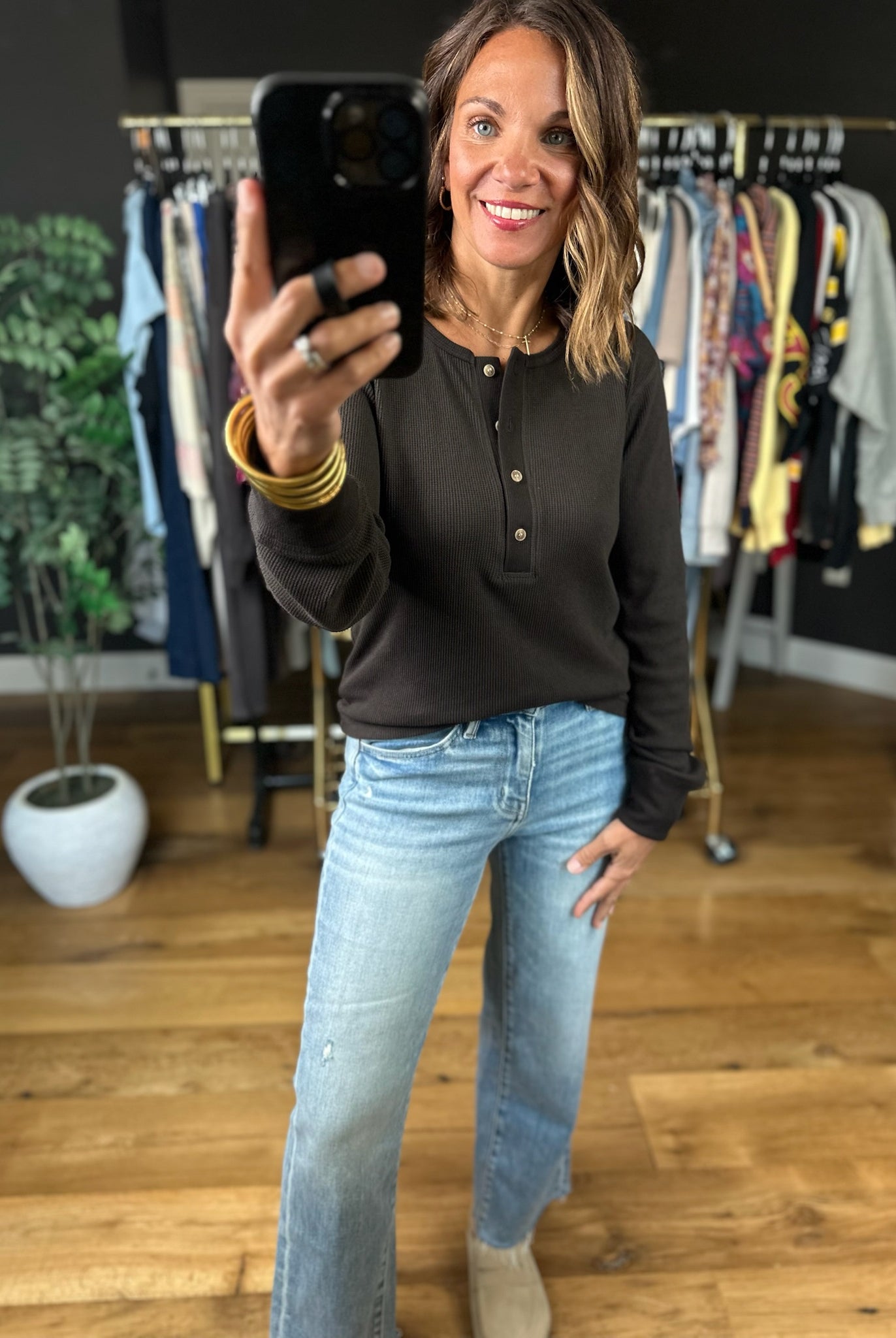 Love It Here Ribbed Henley Top-Long Sleeves-Thread & Supply-Anna Kaytes Boutique, Women's Fashion Boutique in Grinnell, Iowa