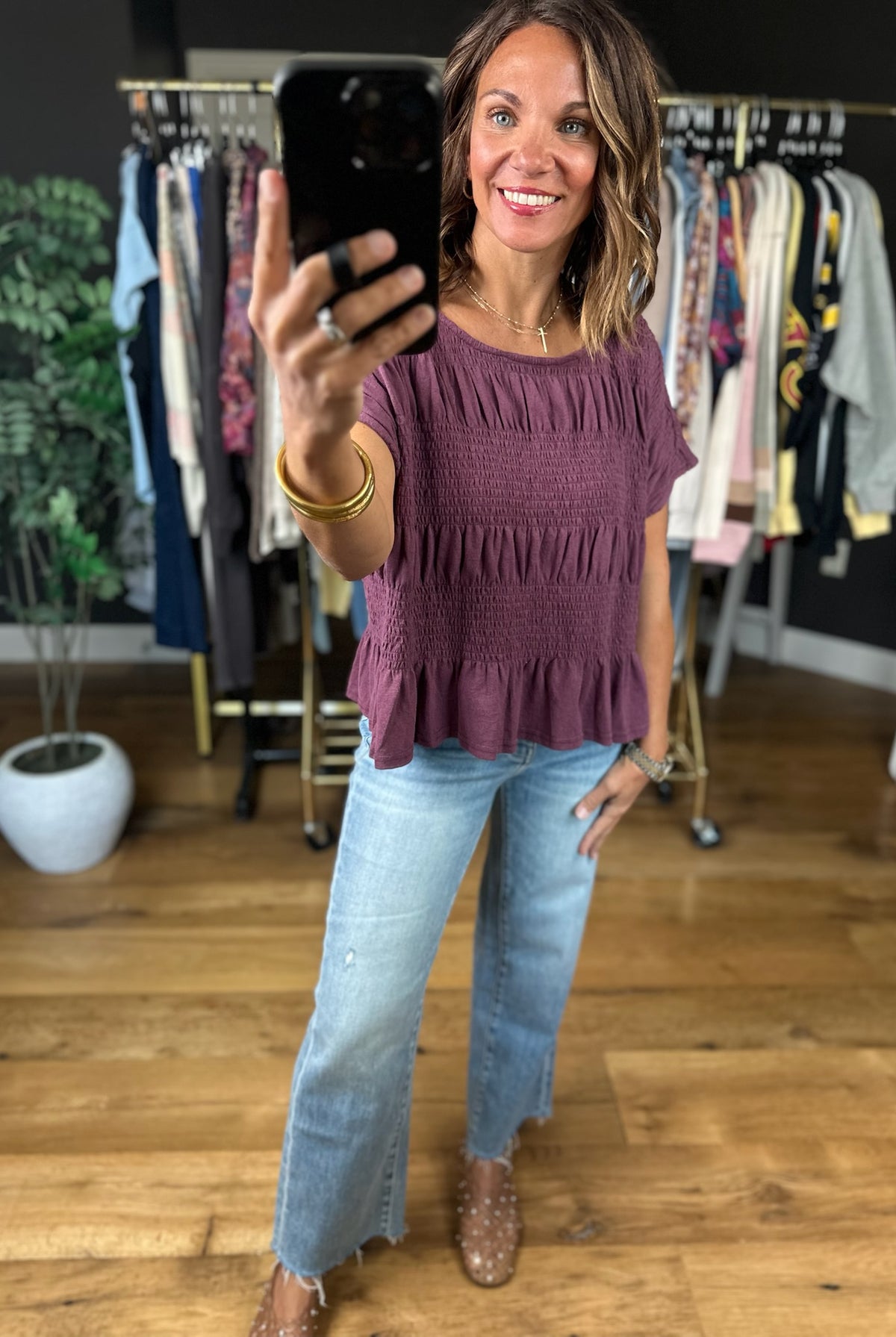 Daily Standard Smock-Detail Top-Short Sleeves-ee:some-Anna Kaytes Boutique, Women's Fashion Boutique in Grinnell, Iowa