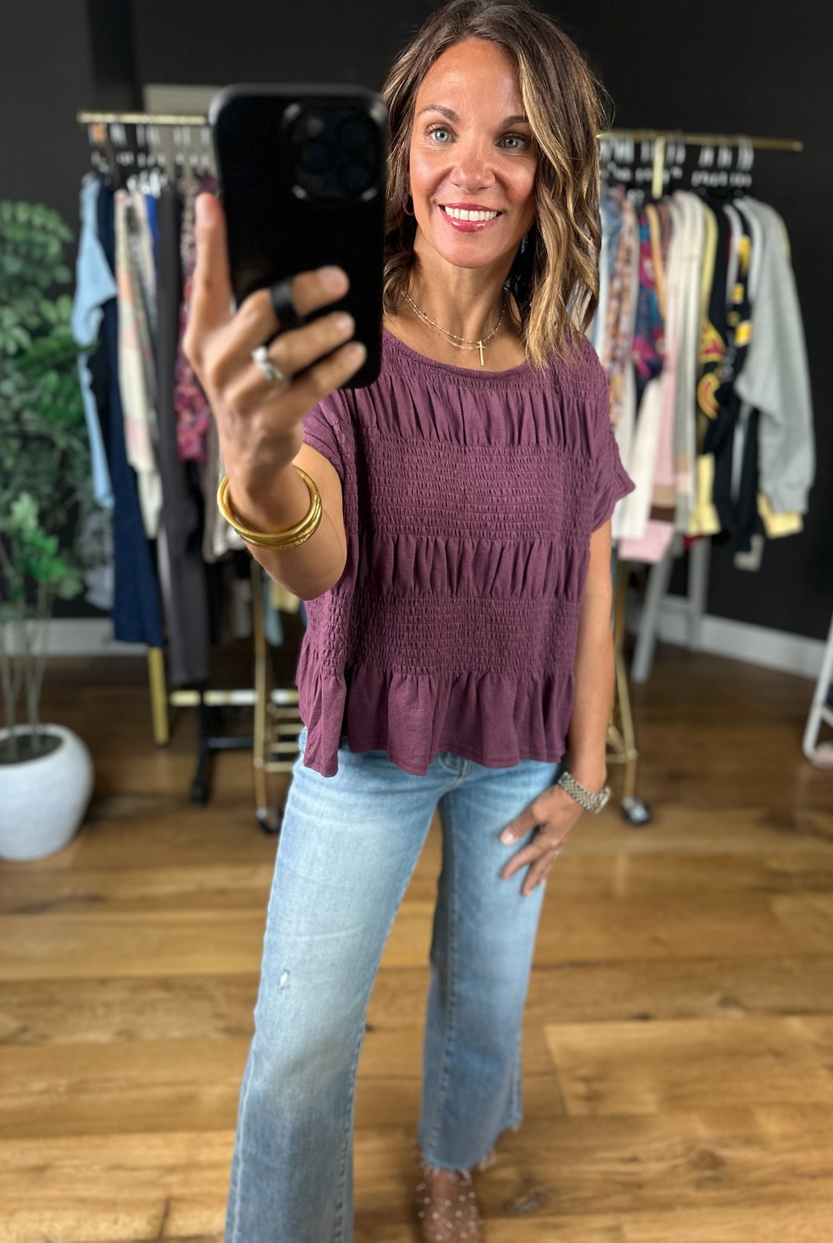 Daily Standard Smock-Detail Top-Short Sleeves-ee:some-Anna Kaytes Boutique, Women's Fashion Boutique in Grinnell, Iowa