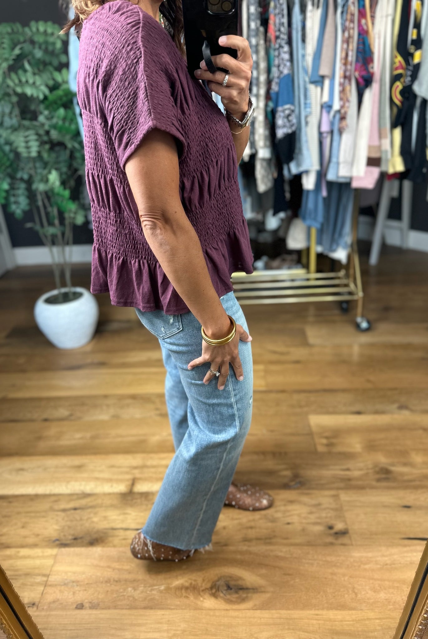 Daily Standard Smock-Detail Top-Short Sleeves-ee:some-Anna Kaytes Boutique, Women's Fashion Boutique in Grinnell, Iowa