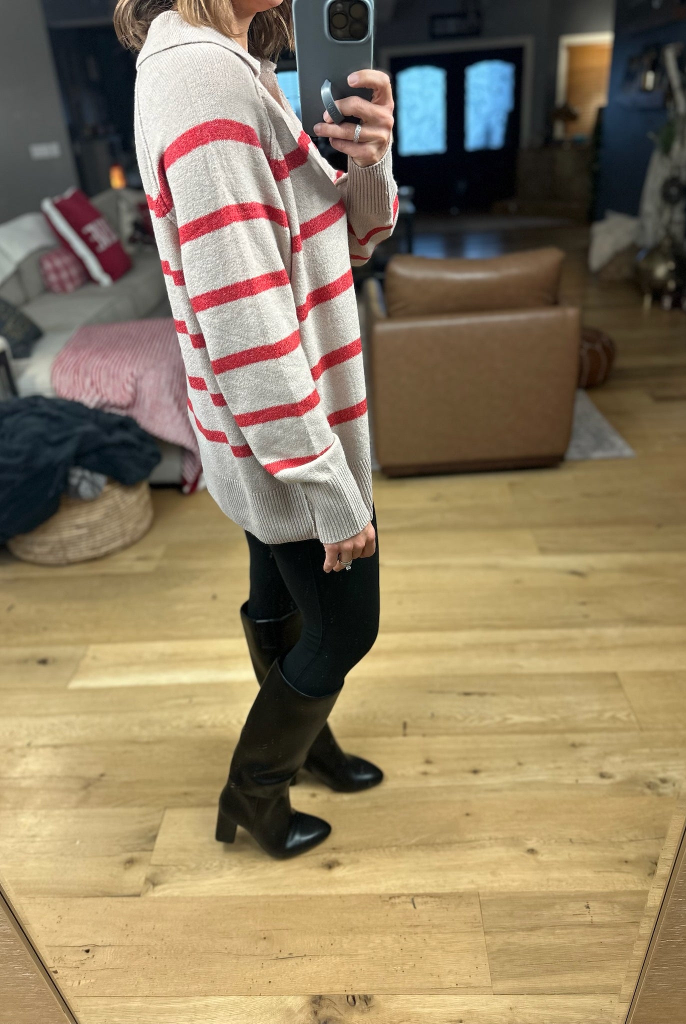 Conventional Holiday V-Neck Sweater-Sweaters-By Together-Anna Kaytes Boutique, Women's Fashion Boutique in Grinnell, Iowa