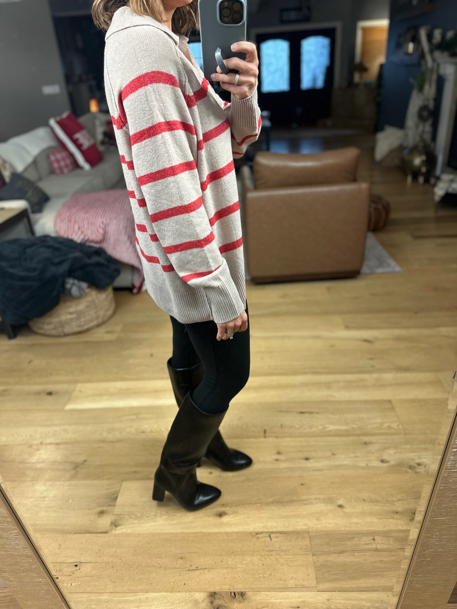 Conventional Holiday V-Neck Sweater-Sweaters-By Together-Anna Kaytes Boutique, Women's Fashion Boutique in Grinnell, Iowa