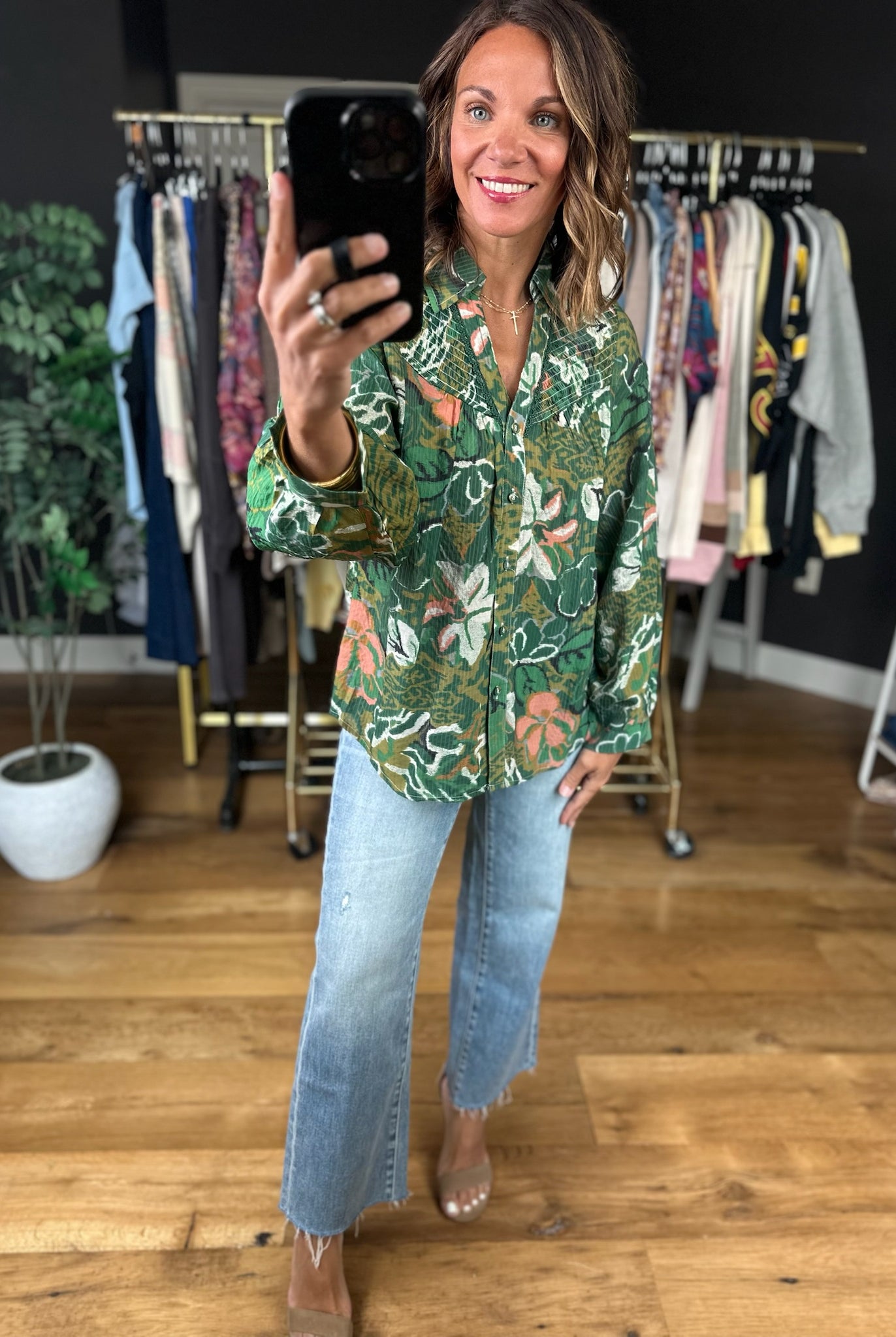 Sunday Best Floral Top-Long Sleeves-Umgee-Anna Kaytes Boutique, Women's Fashion Boutique in Grinnell, Iowa