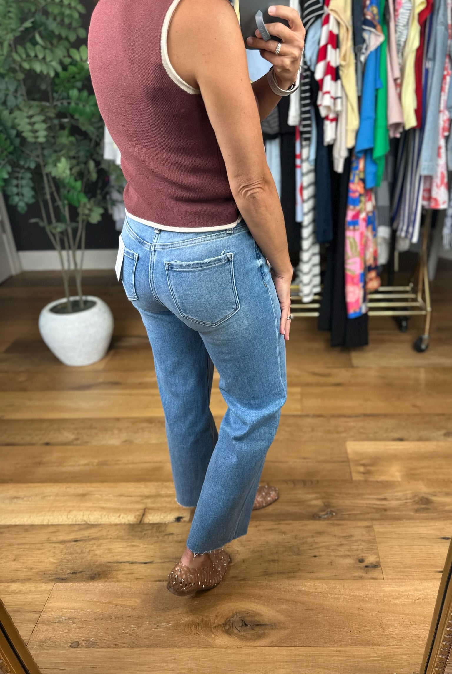 The Aleah High-Rise Slim Wide Crop Denim-Jeans-Flying Monkey-Anna Kaytes Boutique, Women's Fashion Boutique in Grinnell, Iowa