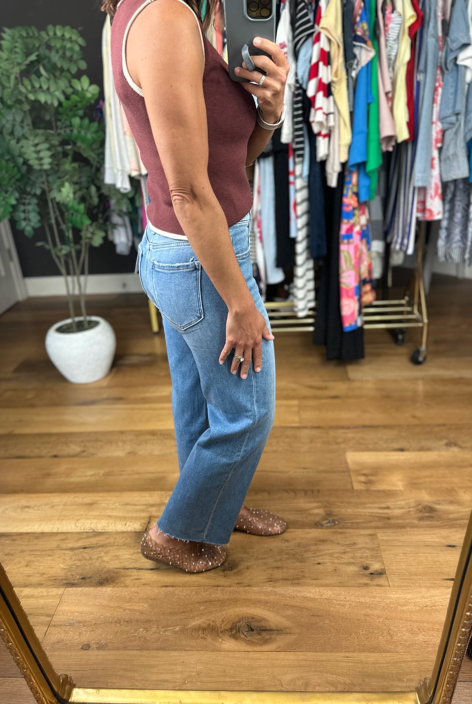 The Aleah High-Rise Slim Wide Crop Denim-Jeans-Flying Monkey-Anna Kaytes Boutique, Women's Fashion Boutique in Grinnell, Iowa