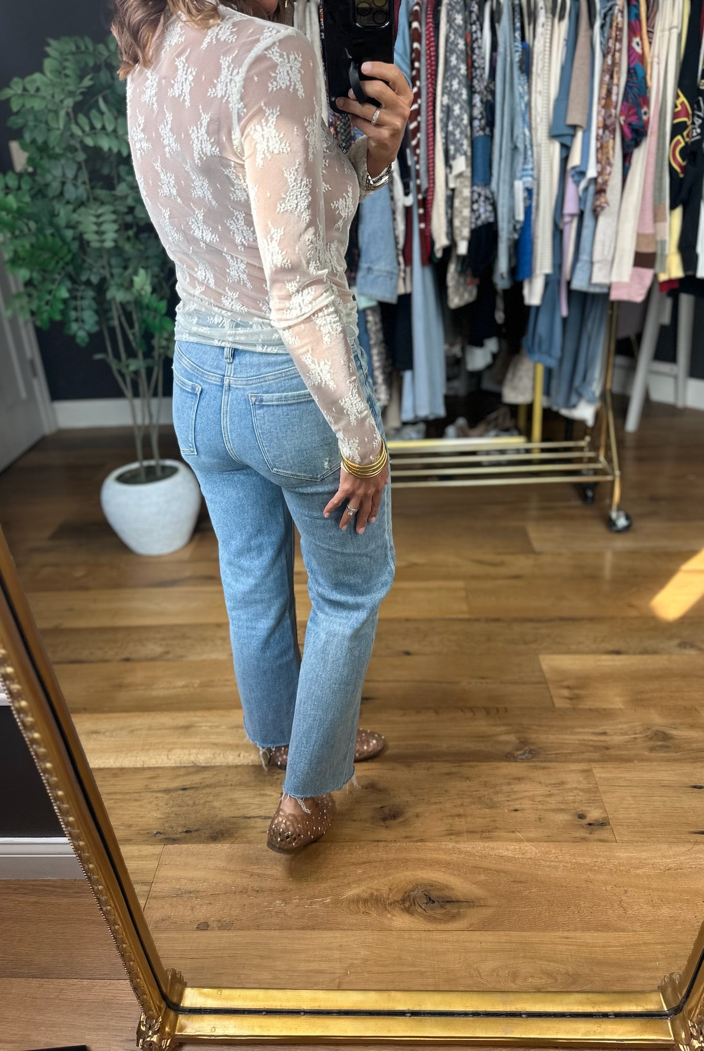 Struck Gold Lace Long Sleeve-Long Sleeves-Zenana-Anna Kaytes Boutique, Women's Fashion Boutique in Grinnell, Iowa
