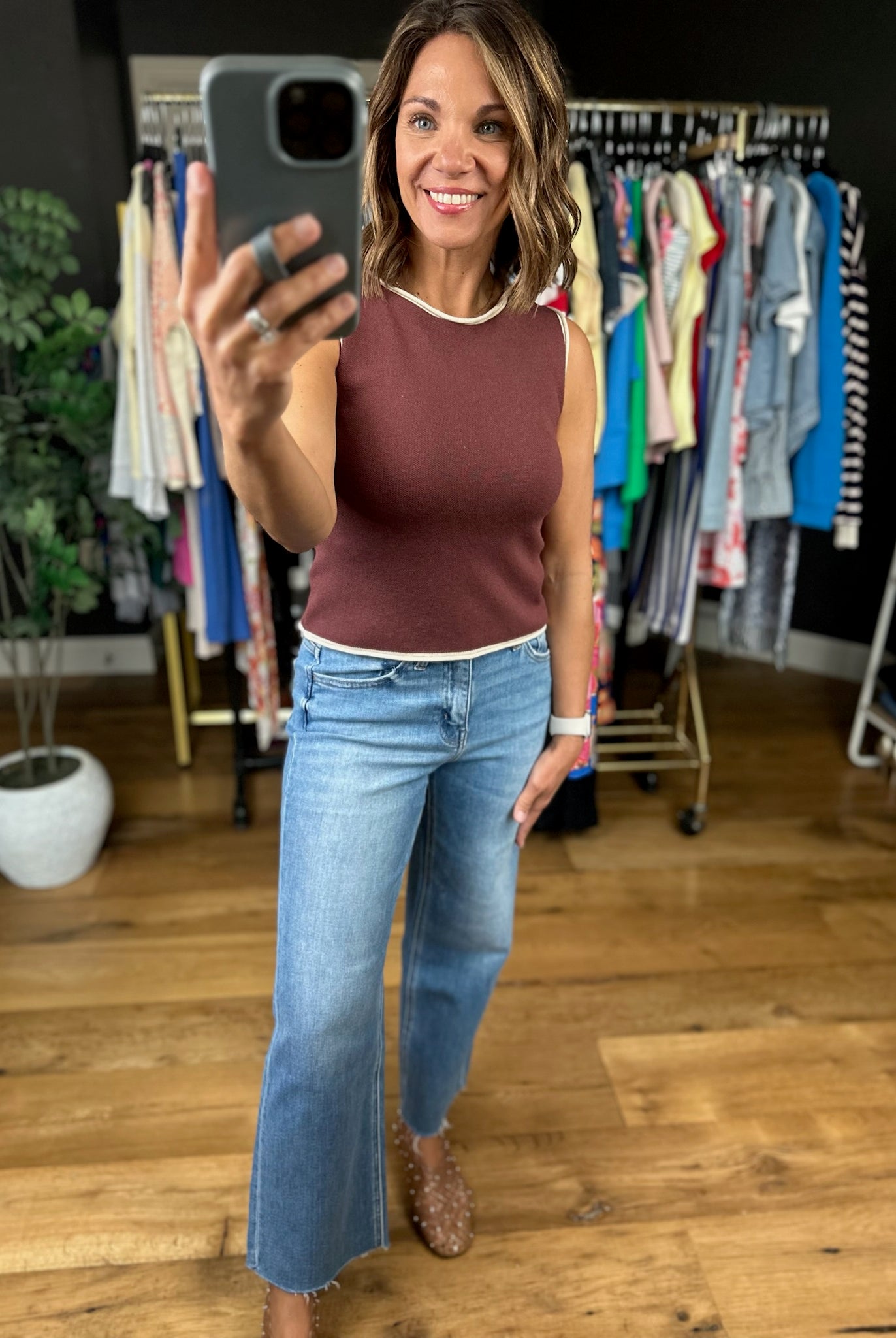 The Aleah High-Rise Slim Wide Crop Denim-Jeans-Flying Monkey-Anna Kaytes Boutique, Women's Fashion Boutique in Grinnell, Iowa