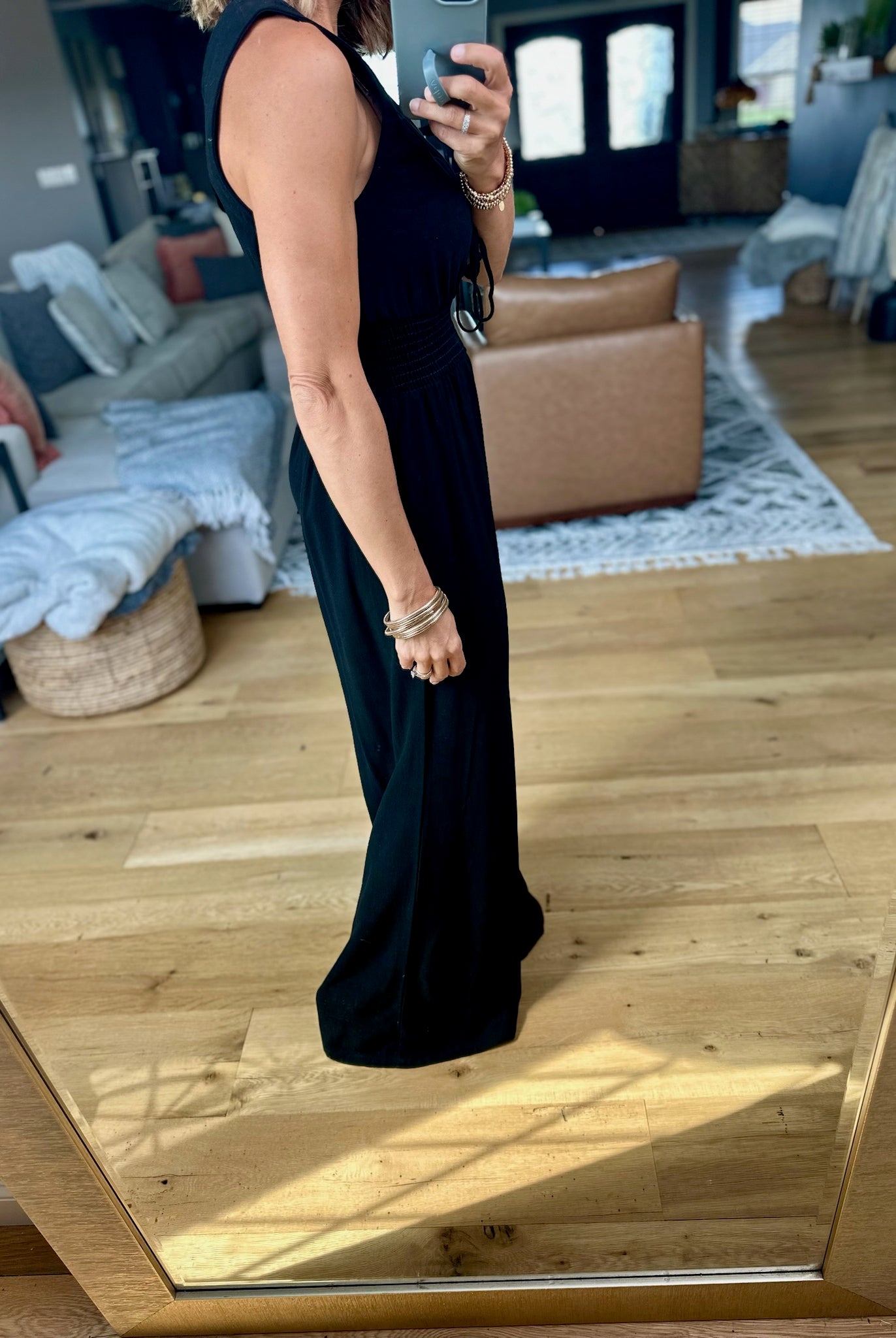 Misunderstood Tie V-Neck Jumpsuit-Wasabi & Mint-Anna Kaytes Boutique, Women's Fashion Boutique in Grinnell, Iowa