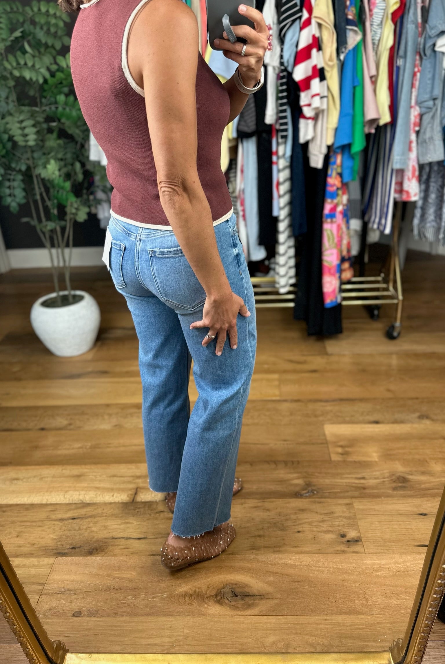 The Aleah High-Rise Slim Wide Crop Denim-Jeans-Flying Monkey-Anna Kaytes Boutique, Women's Fashion Boutique in Grinnell, Iowa
