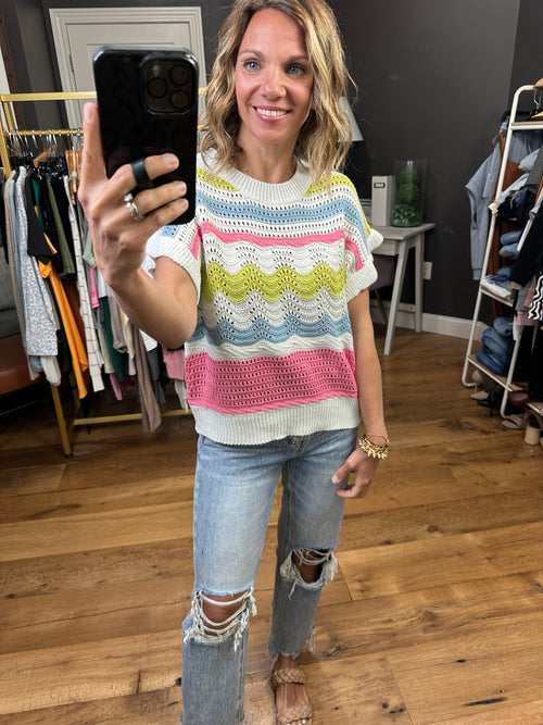 Way Back Crochet Knit Top - Pink Multi-Entro-Anna Kaytes Boutique, Women's Fashion Boutique in Grinnell, Iowa