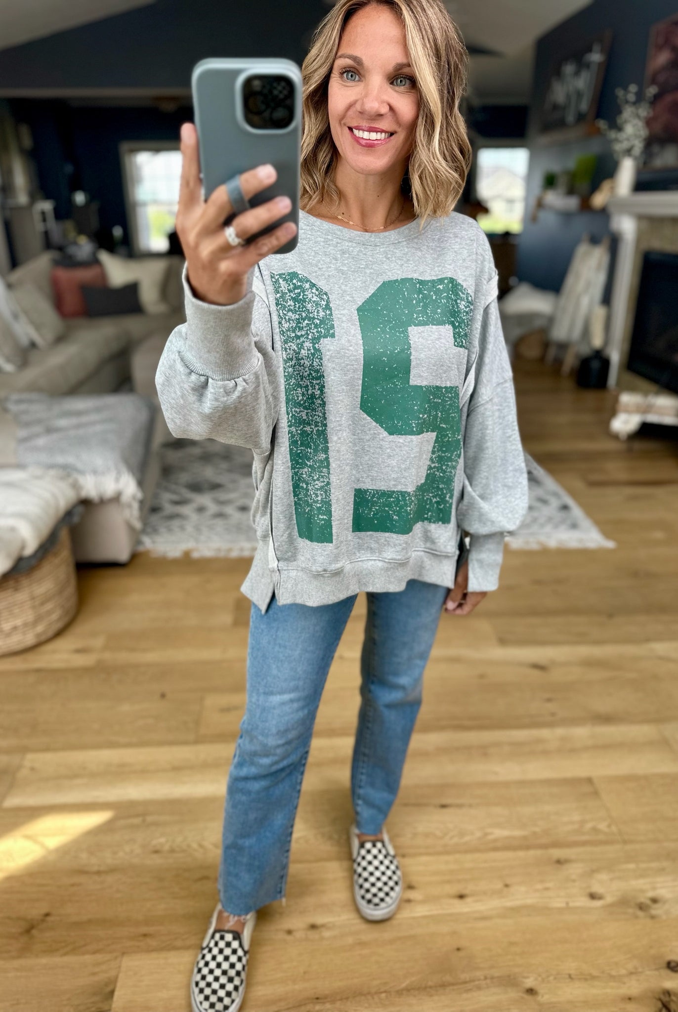 Varsity Crew Sweatshirt-Eesome-Anna Kaytes Boutique, Women's Fashion Boutique in Grinnell, Iowa