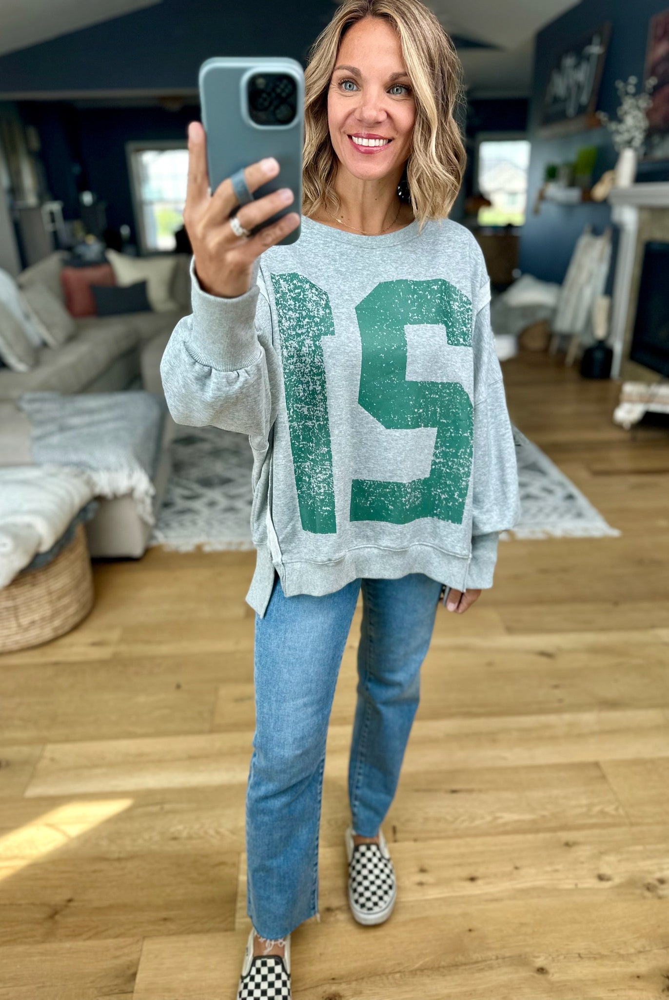 Varsity Crew Sweatshirt-Eesome-Anna Kaytes Boutique, Women's Fashion Boutique in Grinnell, Iowa