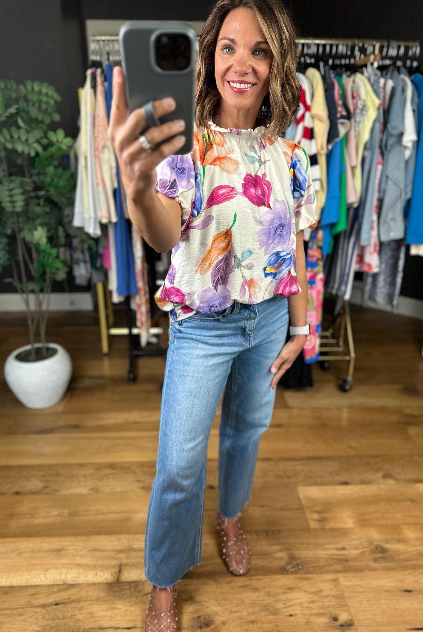 Grow In Love Floral Top-Short Sleeves-Umgee-Anna Kaytes Boutique, Women's Fashion Boutique in Grinnell, Iowa