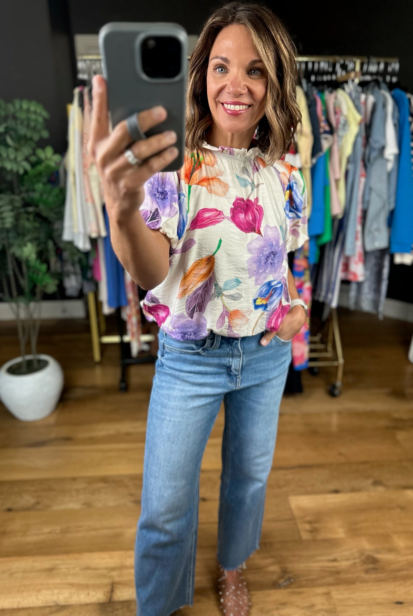 Grow In Love Floral Top-Short Sleeves-Umgee-Anna Kaytes Boutique, Women's Fashion Boutique in Grinnell, Iowa