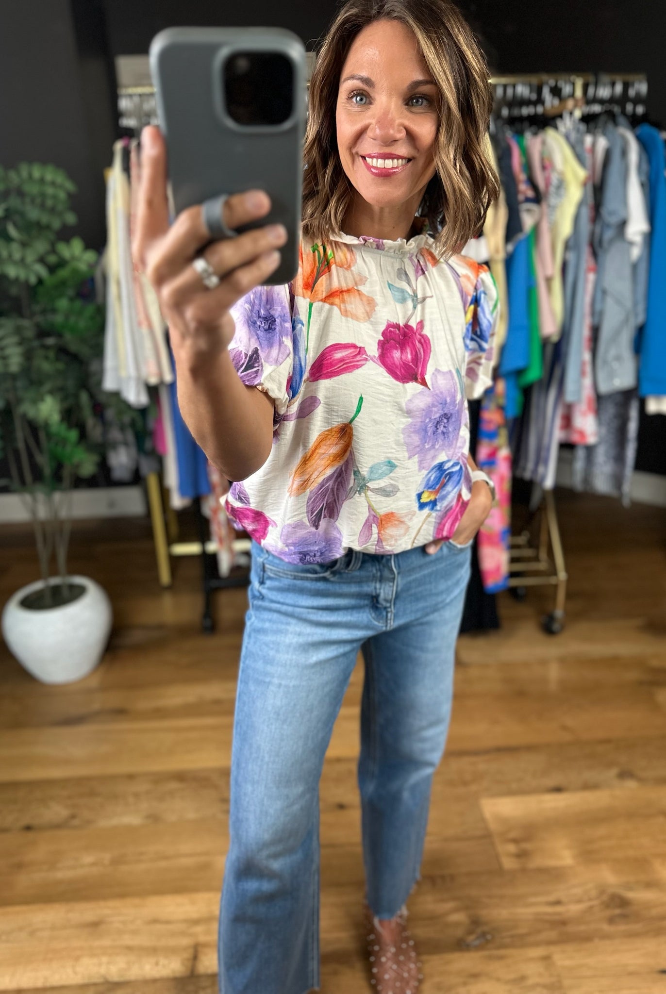 Grow In Love Floral Top-Short Sleeves-Umgee-Anna Kaytes Boutique, Women's Fashion Boutique in Grinnell, Iowa