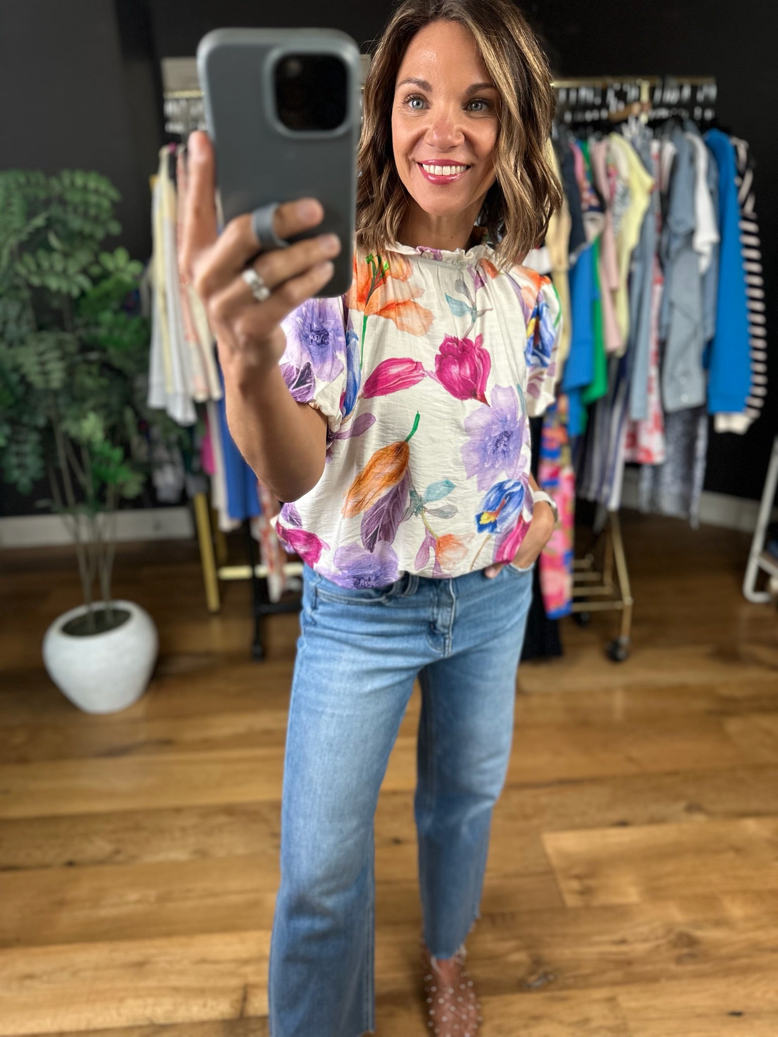 Grow In Love Floral Top-Short Sleeves-Umgee-Anna Kaytes Boutique, Women's Fashion Boutique in Grinnell, Iowa