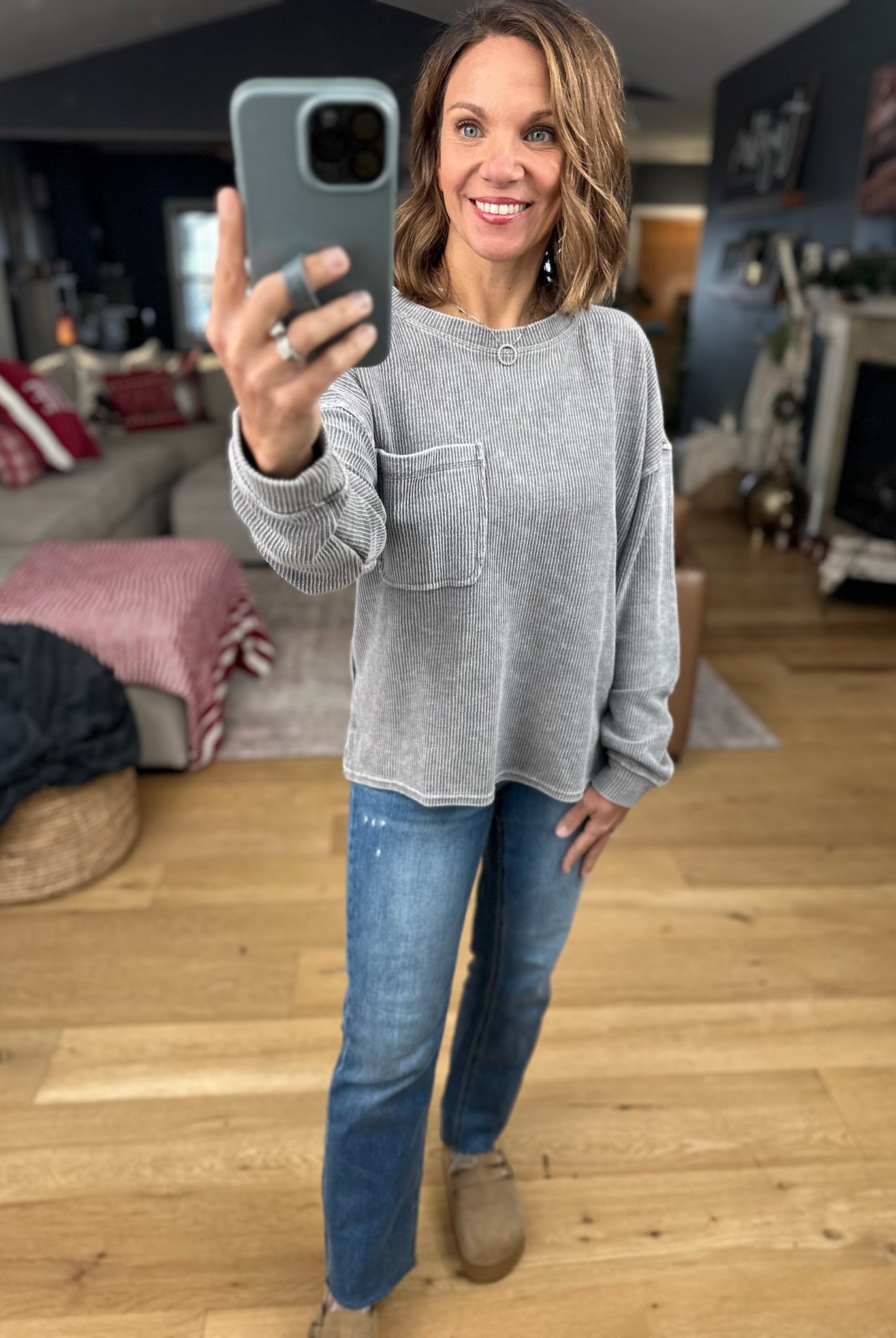 Make It Through Ribbed Long Sleeve Top-Long Sleeves-Blu Pepper-Anna Kaytes Boutique, Women's Fashion Boutique in Grinnell, Iowa