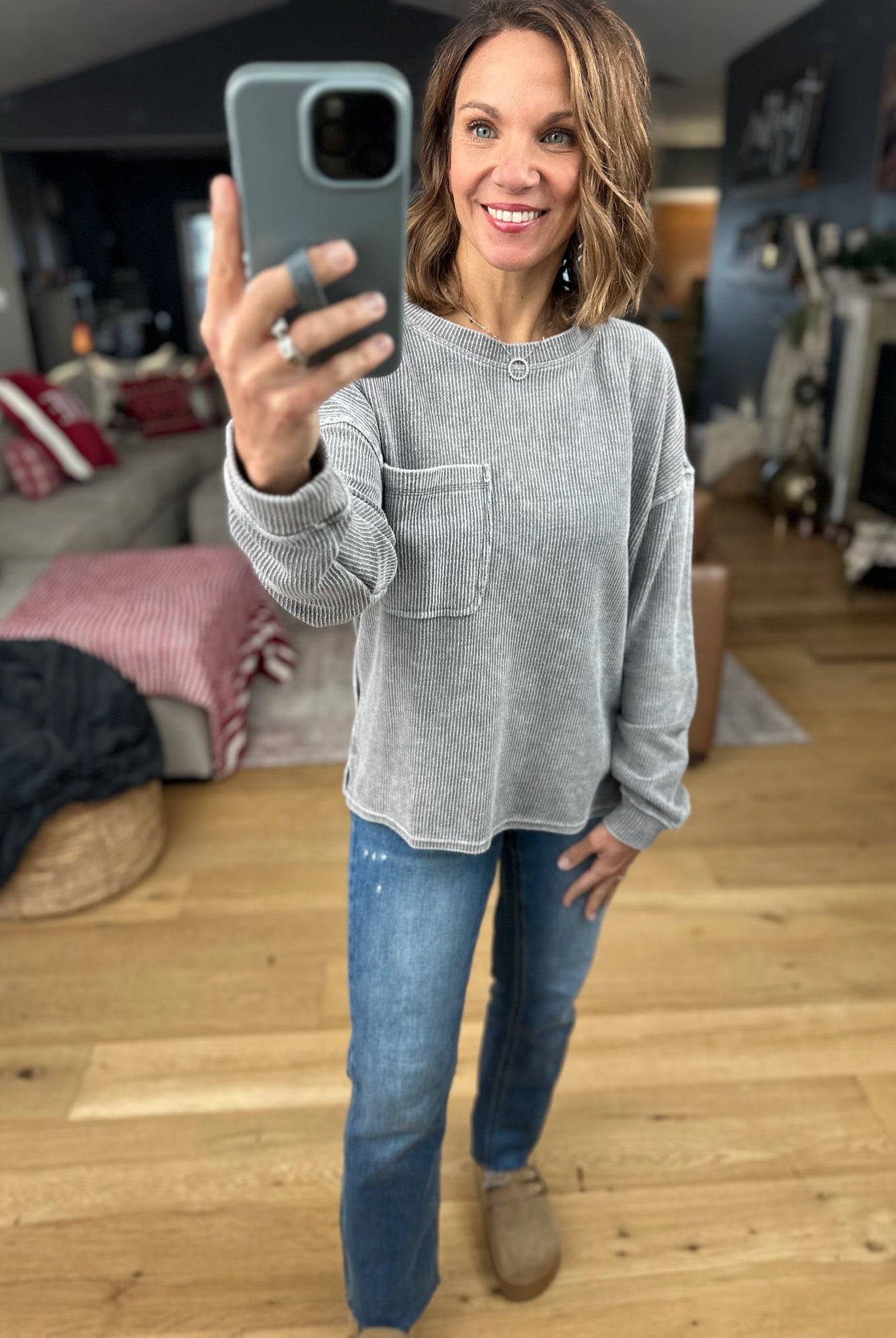 Make It Through Ribbed Long Sleeve Top-Long Sleeves-Blu Pepper-Anna Kaytes Boutique, Women's Fashion Boutique in Grinnell, Iowa