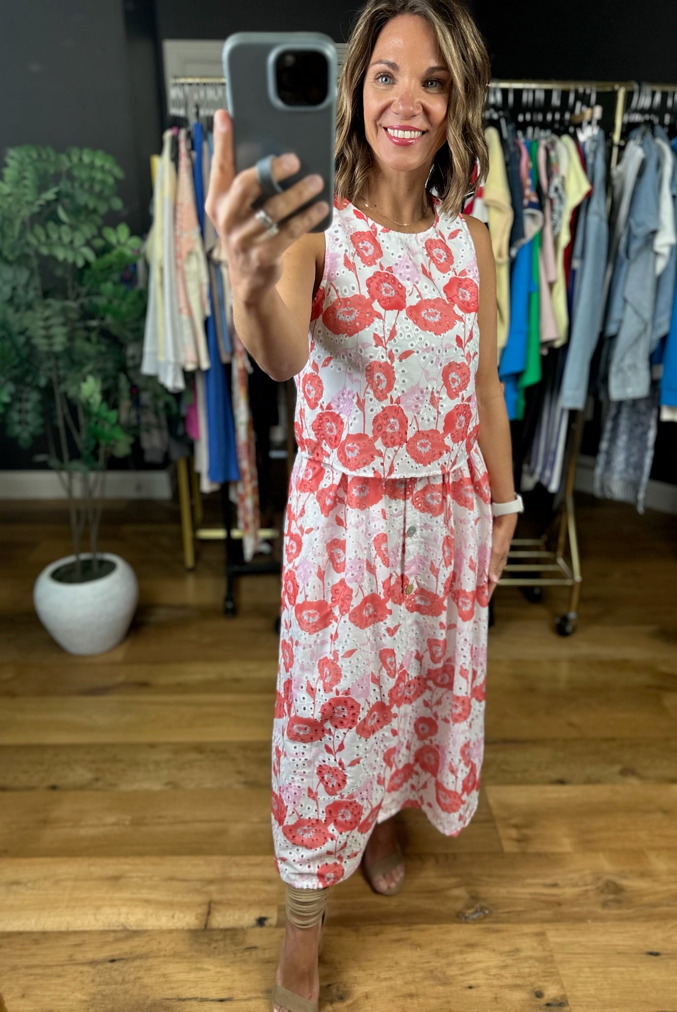 See It My Way Eyelet Floral Skirt-Skirts-Entro-Anna Kaytes Boutique, Women's Fashion Boutique in Grinnell, Iowa