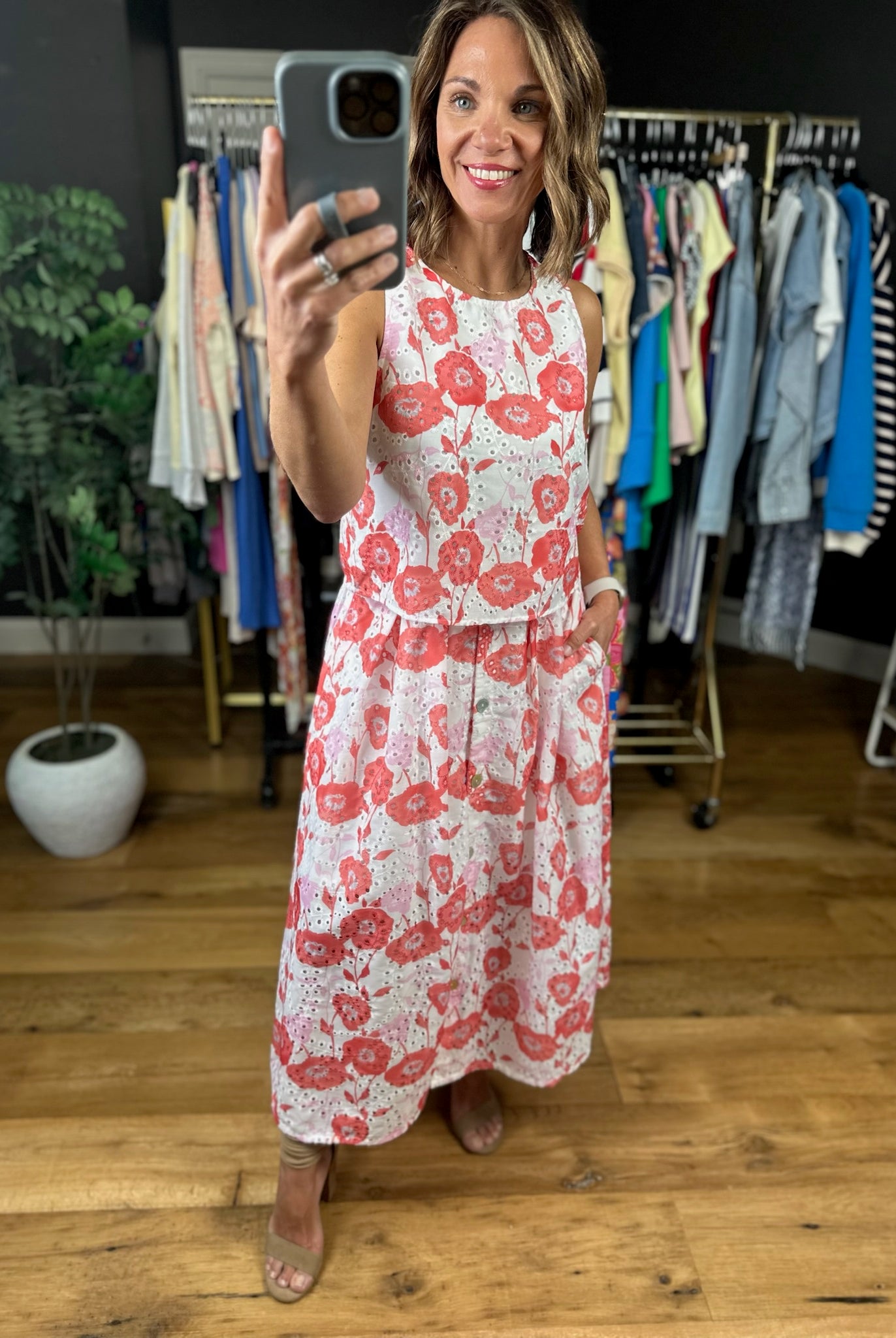 See It My Way Eyelet Floral Skirt-Skirts-Entro-Anna Kaytes Boutique, Women's Fashion Boutique in Grinnell, Iowa