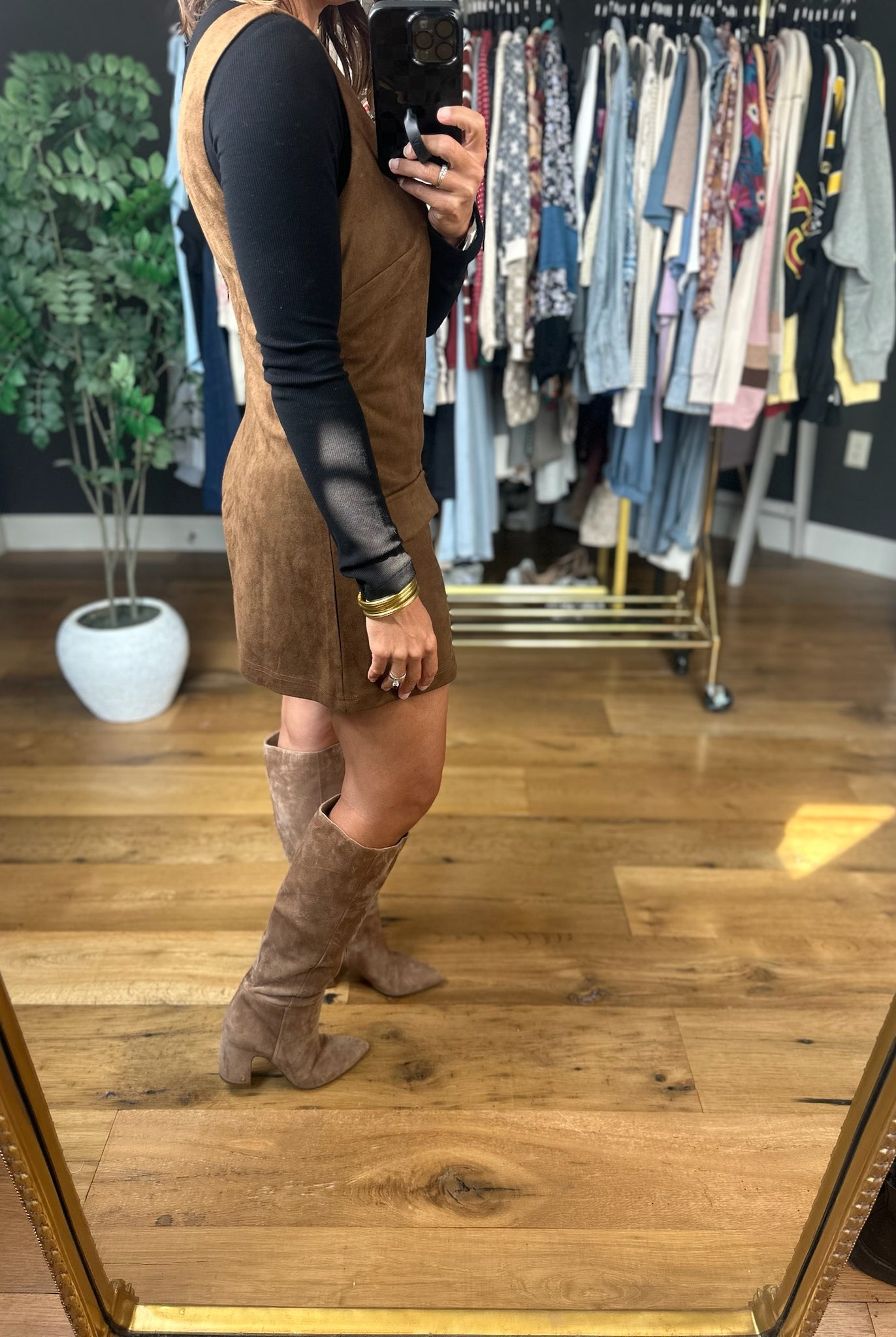 Tell You First Faux-Suede Romper-Dresses-ee:some-Anna Kaytes Boutique, Women's Fashion Boutique in Grinnell, Iowa