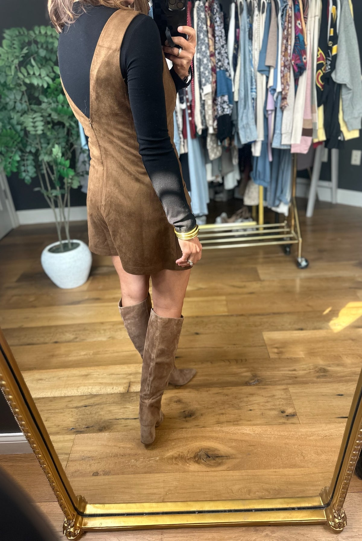 Tell You First Faux-Suede Romper-Dresses-ee:some-Anna Kaytes Boutique, Women's Fashion Boutique in Grinnell, Iowa