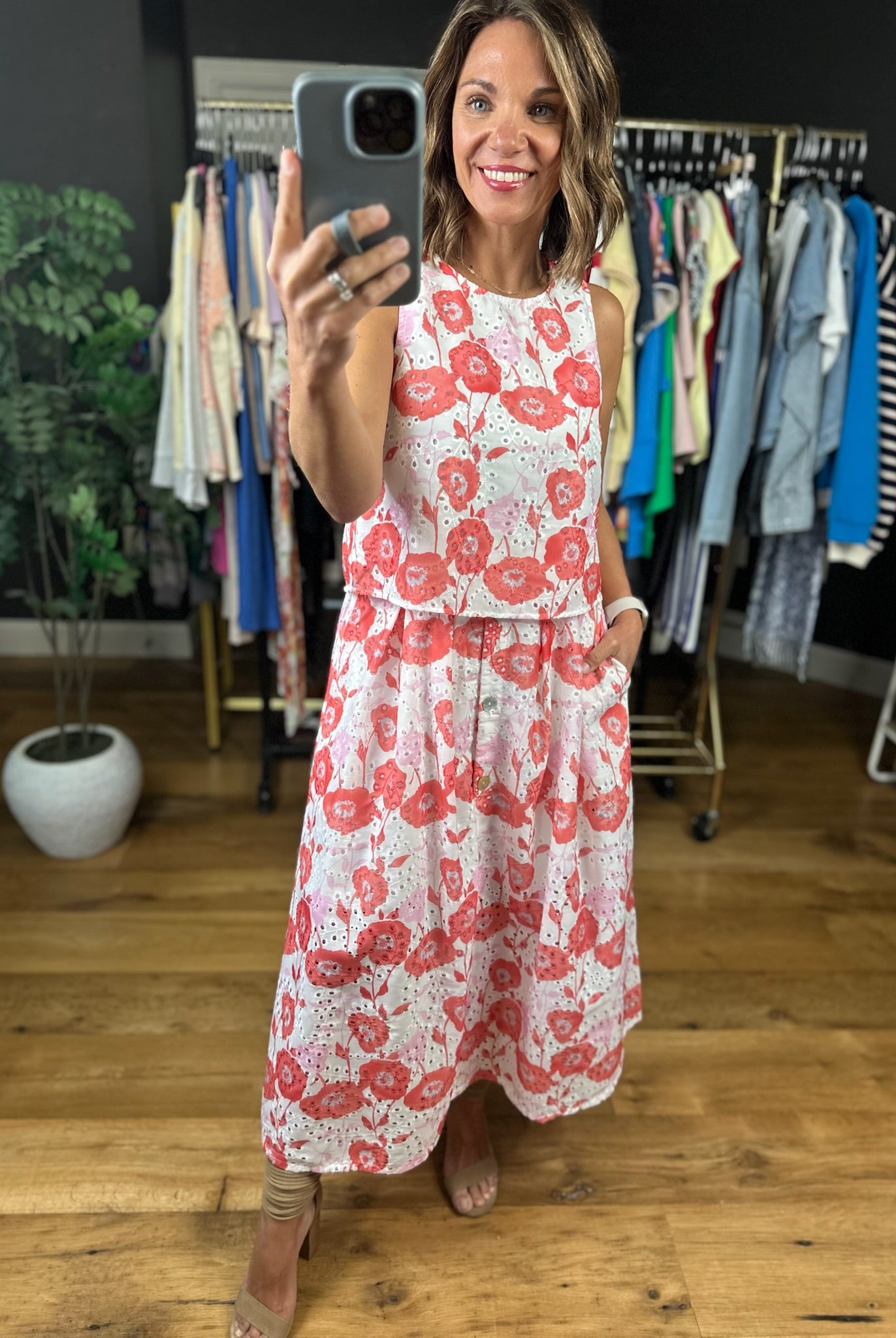 See It My Way Eyelet Floral Skirt-Skirts-Entro-Anna Kaytes Boutique, Women's Fashion Boutique in Grinnell, Iowa