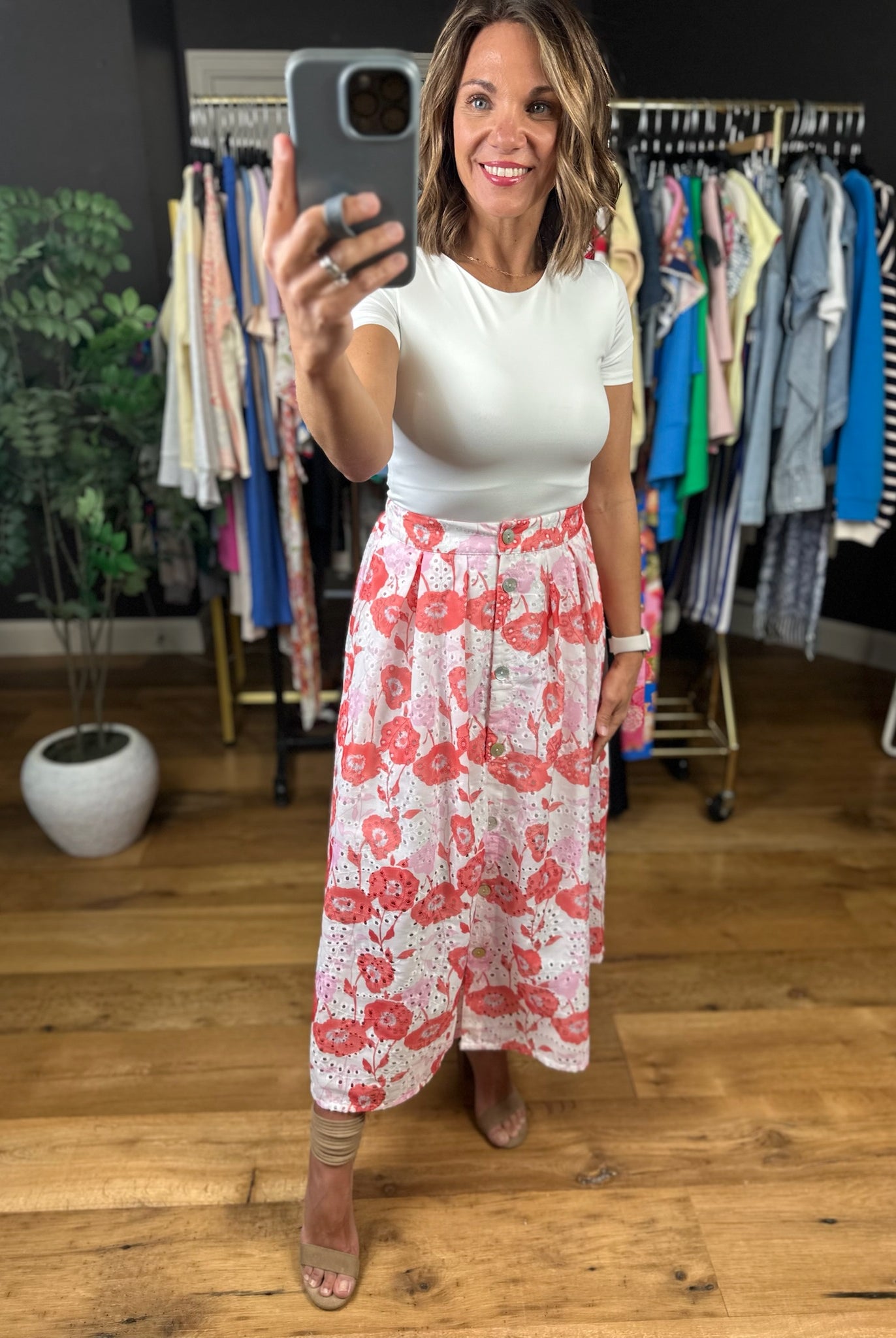 See It My Way Eyelet Floral Skirt-Skirts-Entro-Anna Kaytes Boutique, Women's Fashion Boutique in Grinnell, Iowa