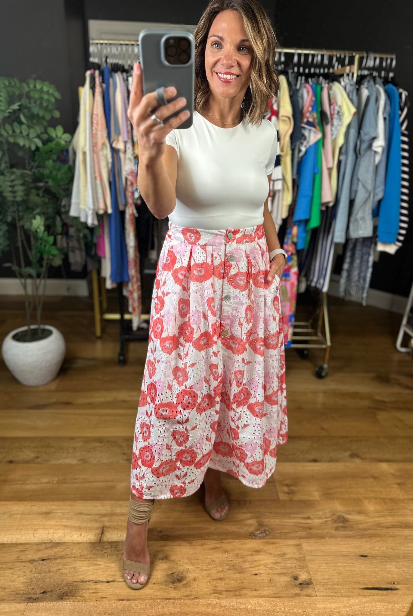 See It My Way Eyelet Floral Skirt-Skirts-Entro-Anna Kaytes Boutique, Women's Fashion Boutique in Grinnell, Iowa