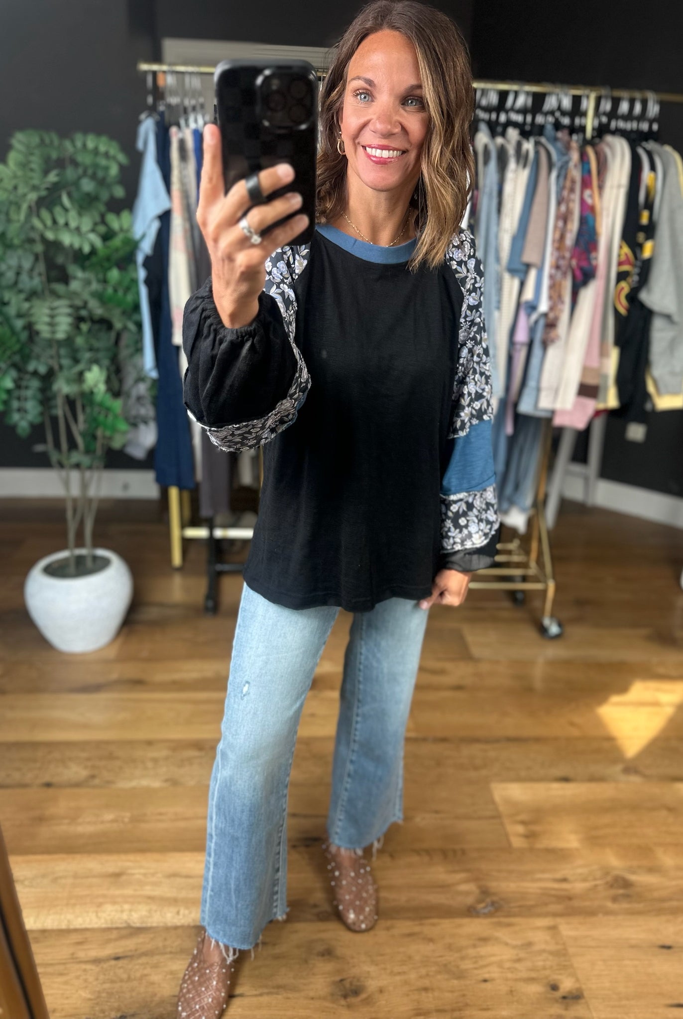 Open Doors Floral-Detail Long Sleeve Top-Long Sleeves-Umgee-Anna Kaytes Boutique, Women's Fashion Boutique in Grinnell, Iowa