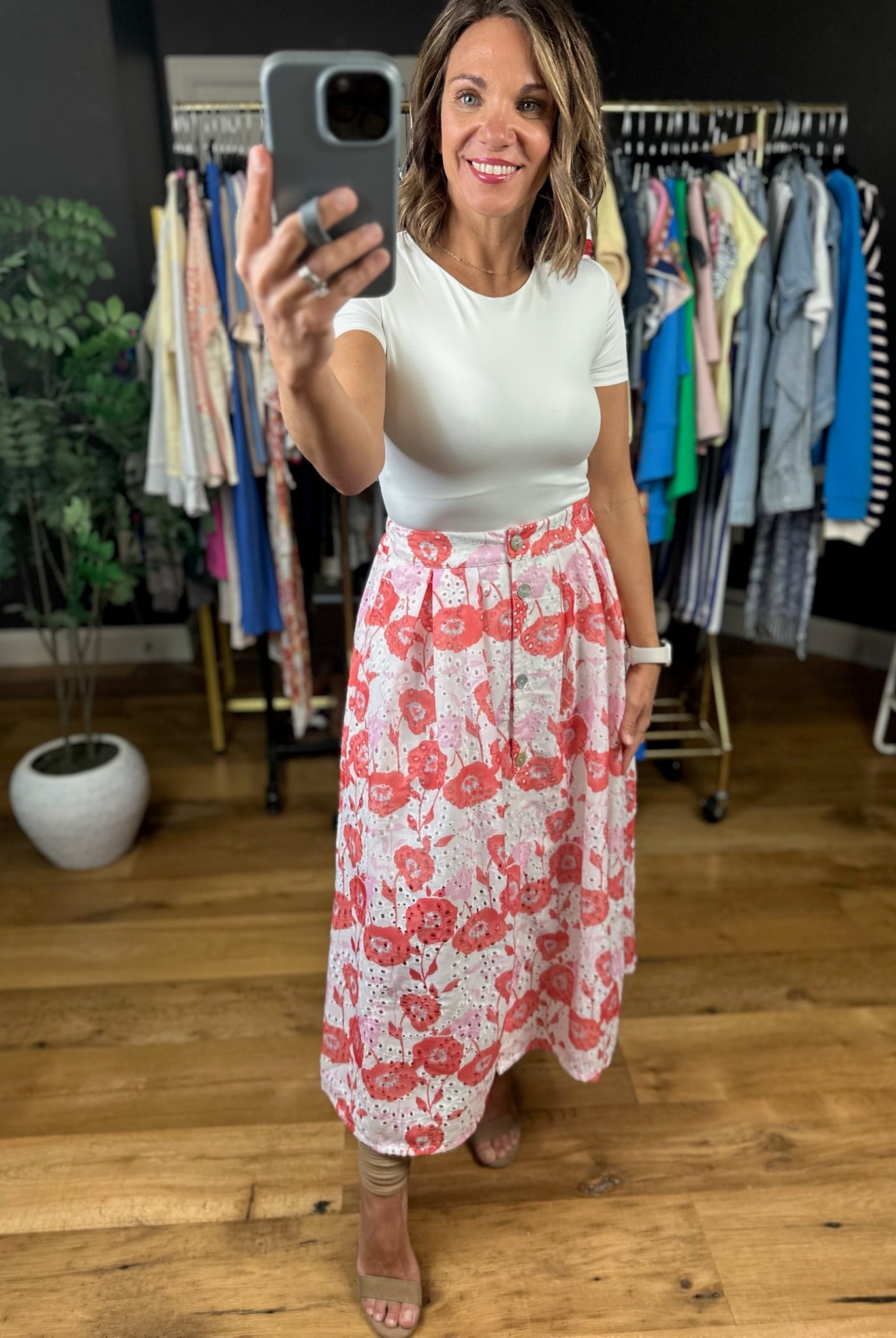 See It My Way Eyelet Floral Skirt-Skirts-Entro-Anna Kaytes Boutique, Women's Fashion Boutique in Grinnell, Iowa