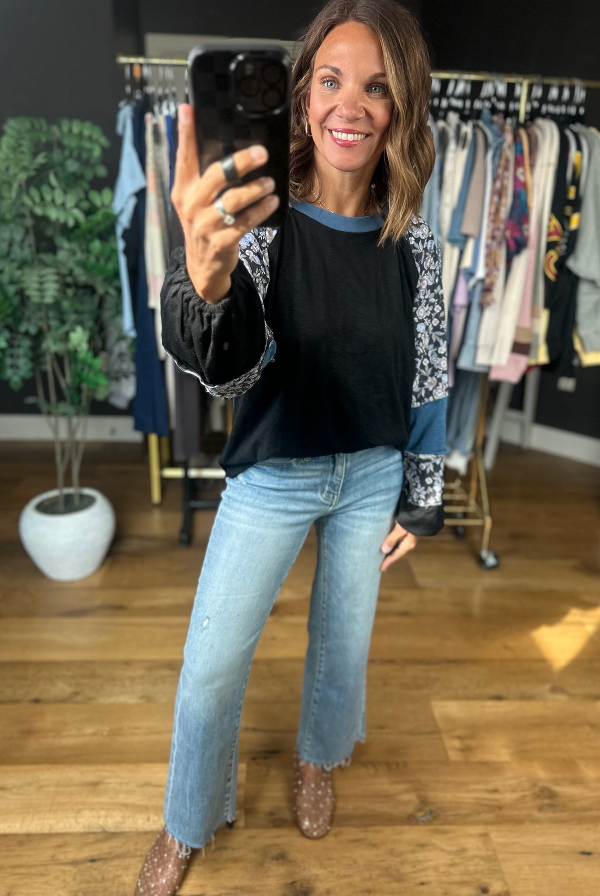 Open Doors Floral-Detail Long Sleeve Top-Long Sleeves-Umgee-Anna Kaytes Boutique, Women's Fashion Boutique in Grinnell, Iowa