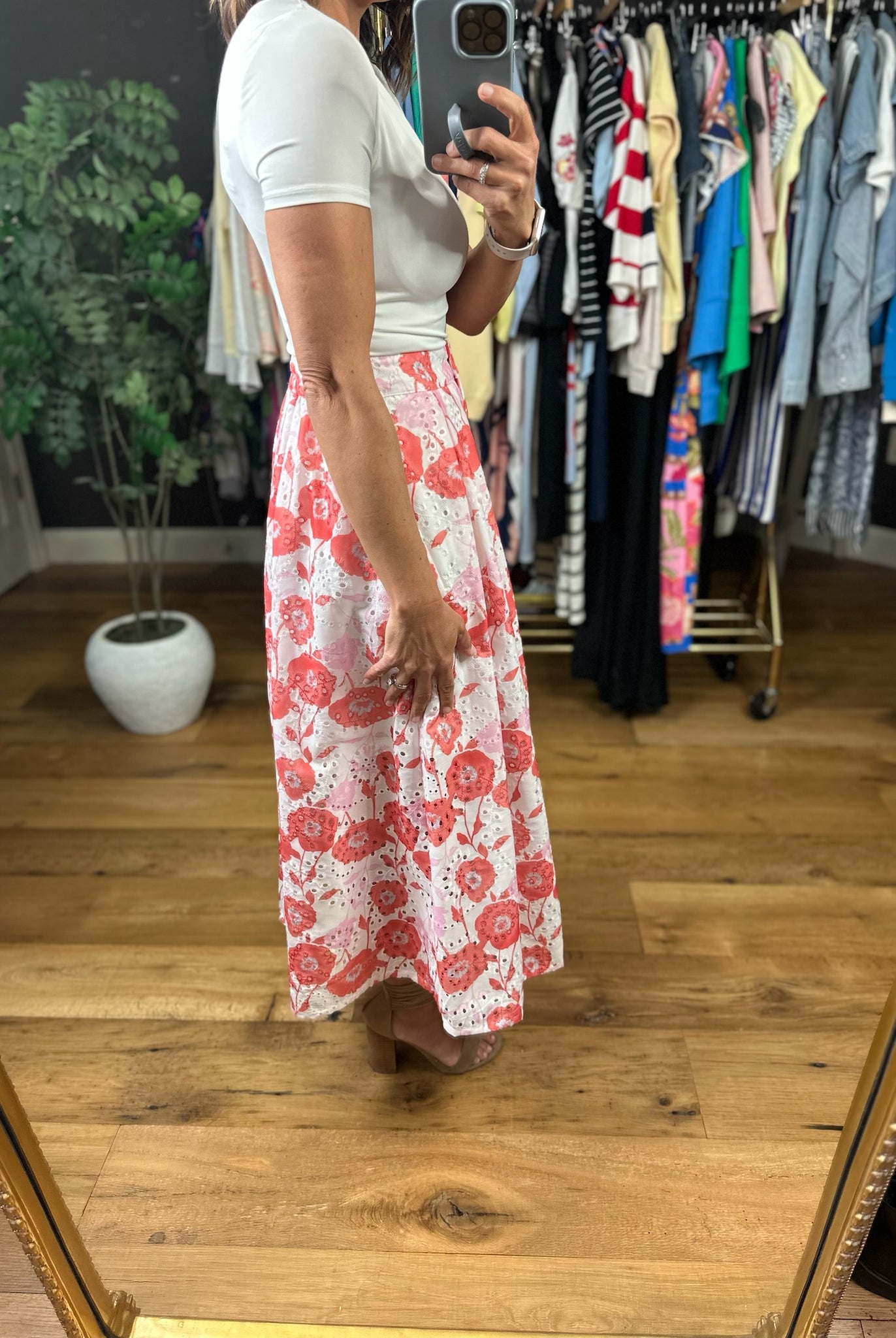 See It My Way Eyelet Floral Skirt-Skirts-Entro-Anna Kaytes Boutique, Women's Fashion Boutique in Grinnell, Iowa