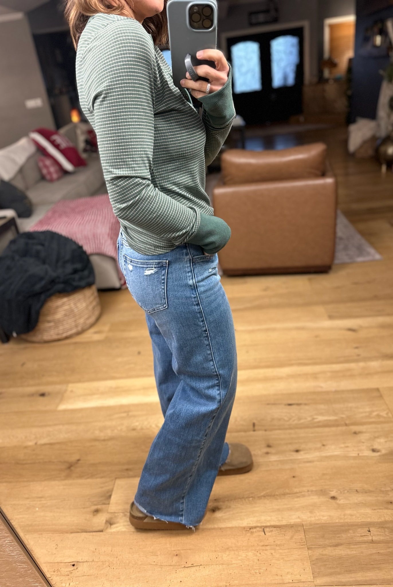 Always About It Ribbed Striped Snap-Detail Long Sleeve-Long Sleeves-Doe & Rae-Anna Kaytes Boutique, Women's Fashion Boutique in Grinnell, Iowa