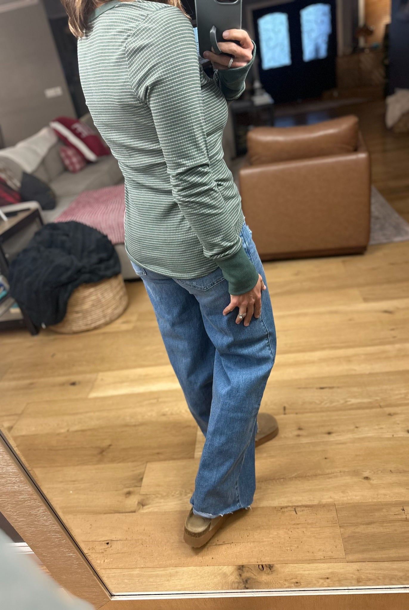 Always About It Ribbed Striped Snap-Detail Long Sleeve-Long Sleeves-Doe & Rae-Anna Kaytes Boutique, Women's Fashion Boutique in Grinnell, Iowa