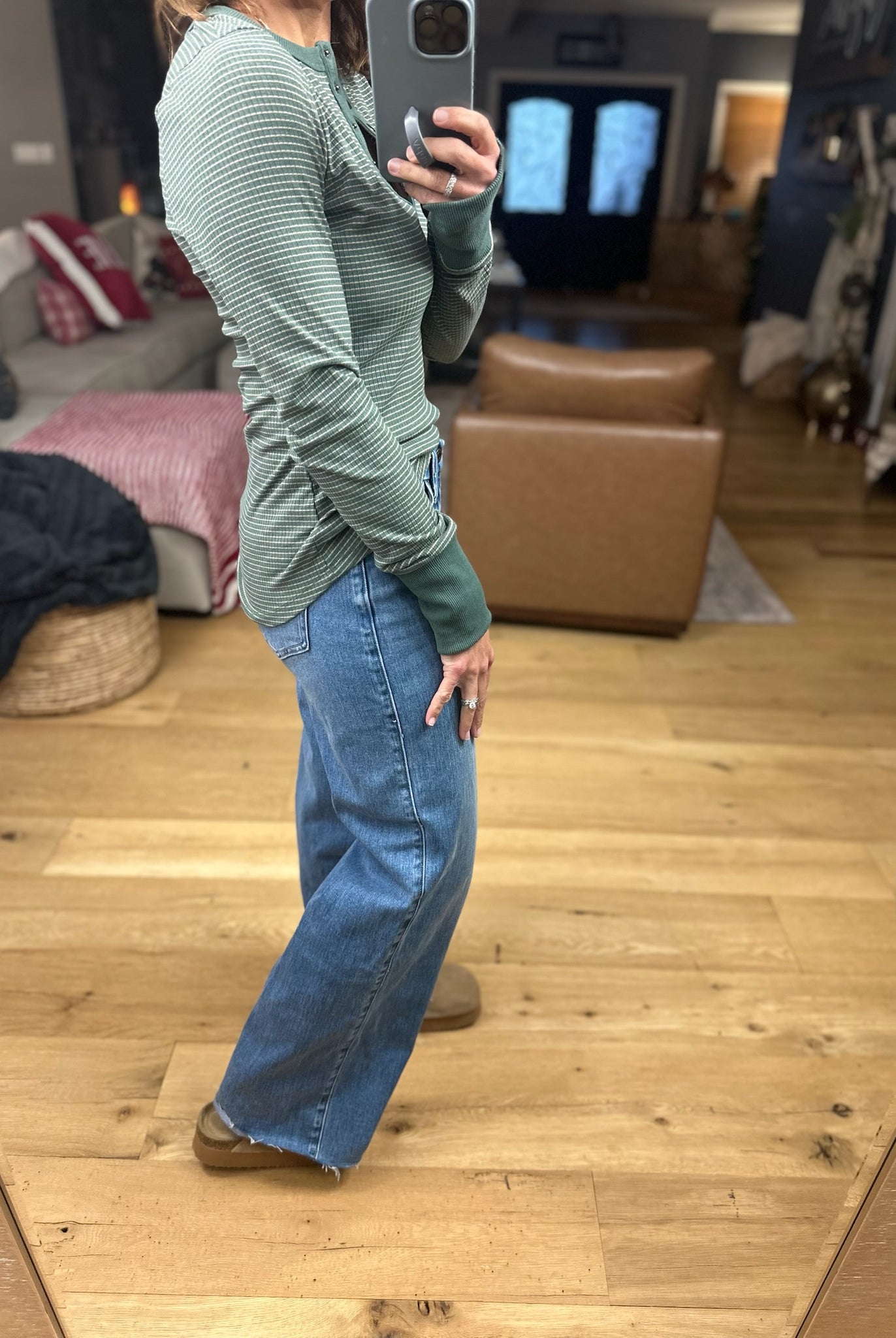 Always About It Ribbed Striped Snap-Detail Long Sleeve-Long Sleeves-Doe & Rae-Anna Kaytes Boutique, Women's Fashion Boutique in Grinnell, Iowa