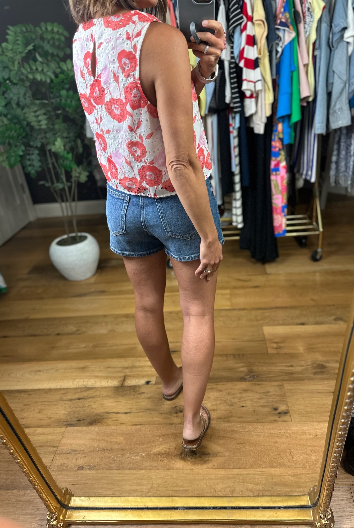 See It My Way Eyelet Floral Top-Sleeveless-Entro-Anna Kaytes Boutique, Women's Fashion Boutique in Grinnell, Iowa