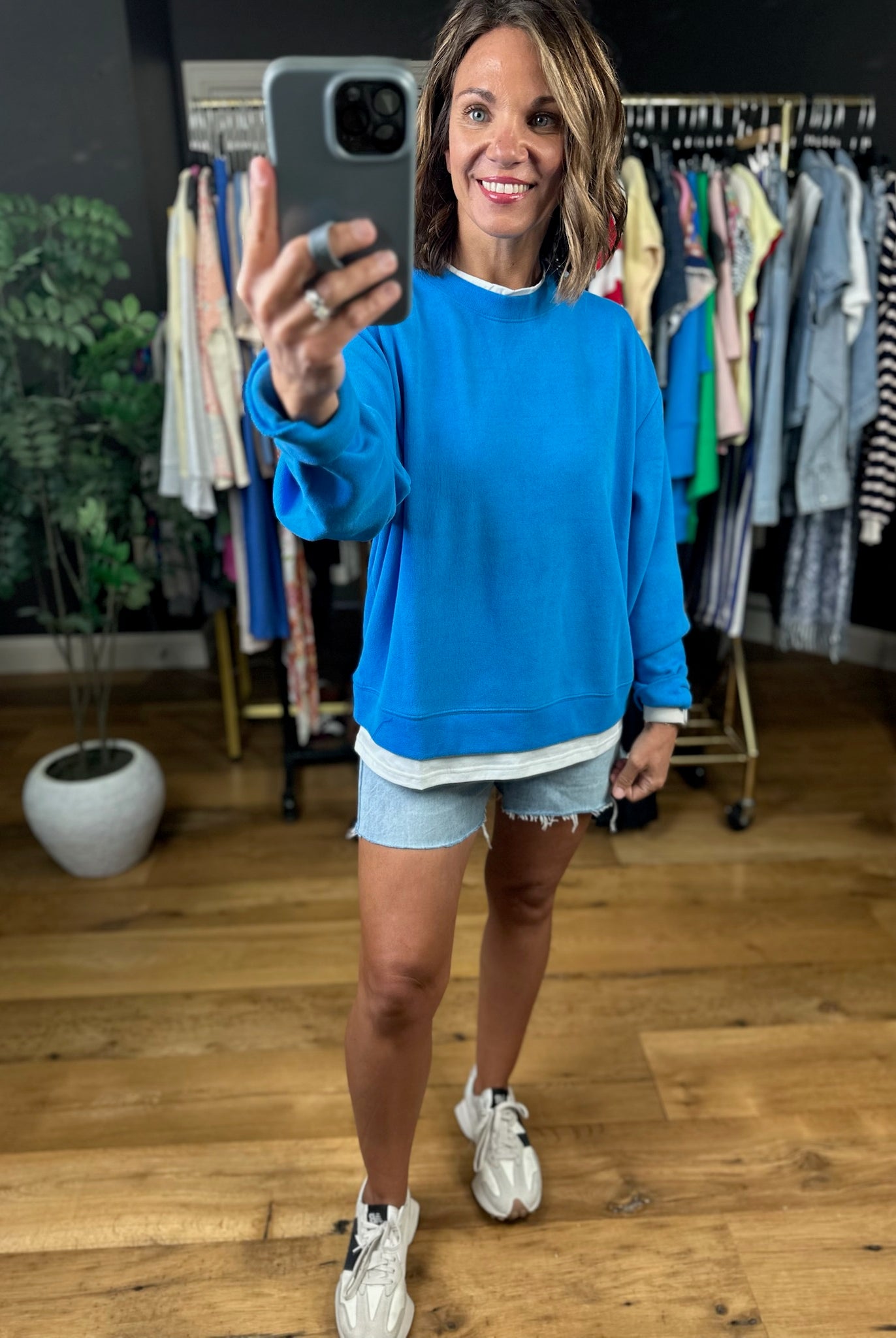 Be Right Back Faux-Layered Crewneck Sweatshirt-Sweaters-By Together-Anna Kaytes Boutique, Women's Fashion Boutique in Grinnell, Iowa