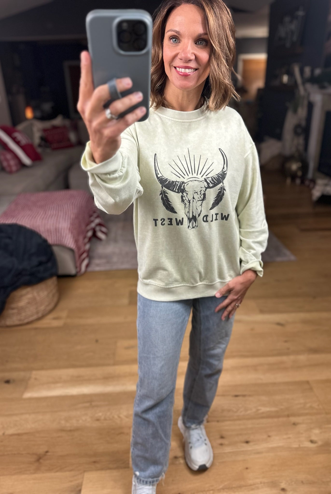 Wild West Crew Sweatshirt-Sweaters-Blu Pepper-Anna Kaytes Boutique, Women's Fashion Boutique in Grinnell, Iowa