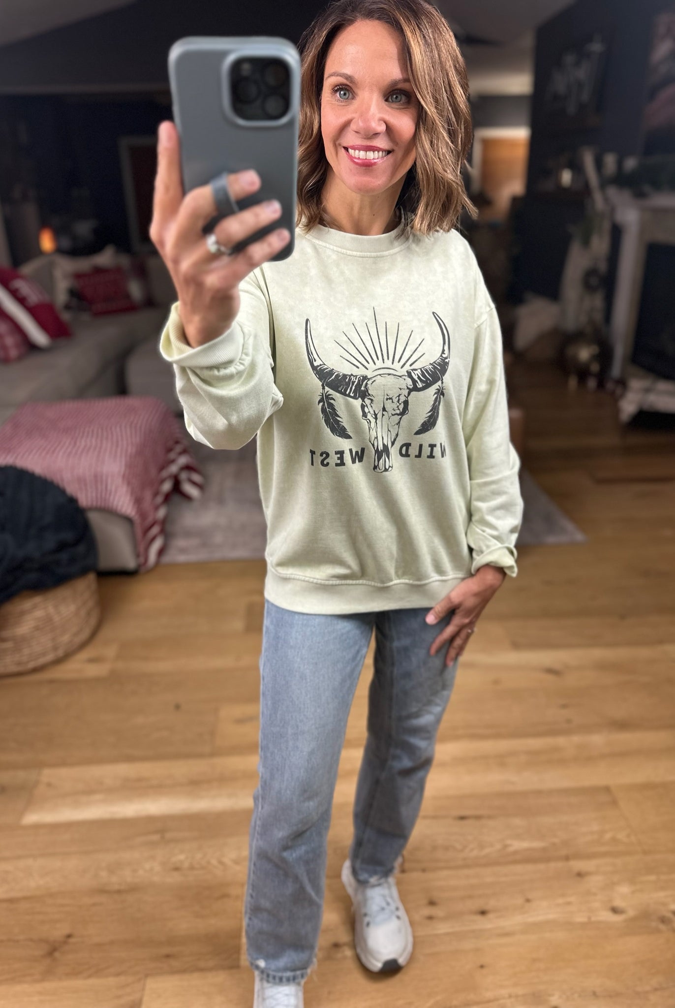 Wild West Crew Sweatshirt-Sweaters-Blu Pepper-Anna Kaytes Boutique, Women's Fashion Boutique in Grinnell, Iowa