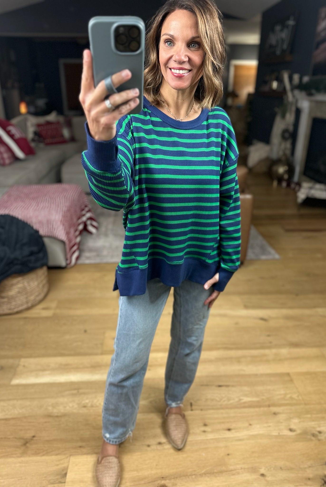 Only Imagine Flowy Waffle Crew-Long Sleeves-By Together-Anna Kaytes Boutique, Women's Fashion Boutique in Grinnell, Iowa