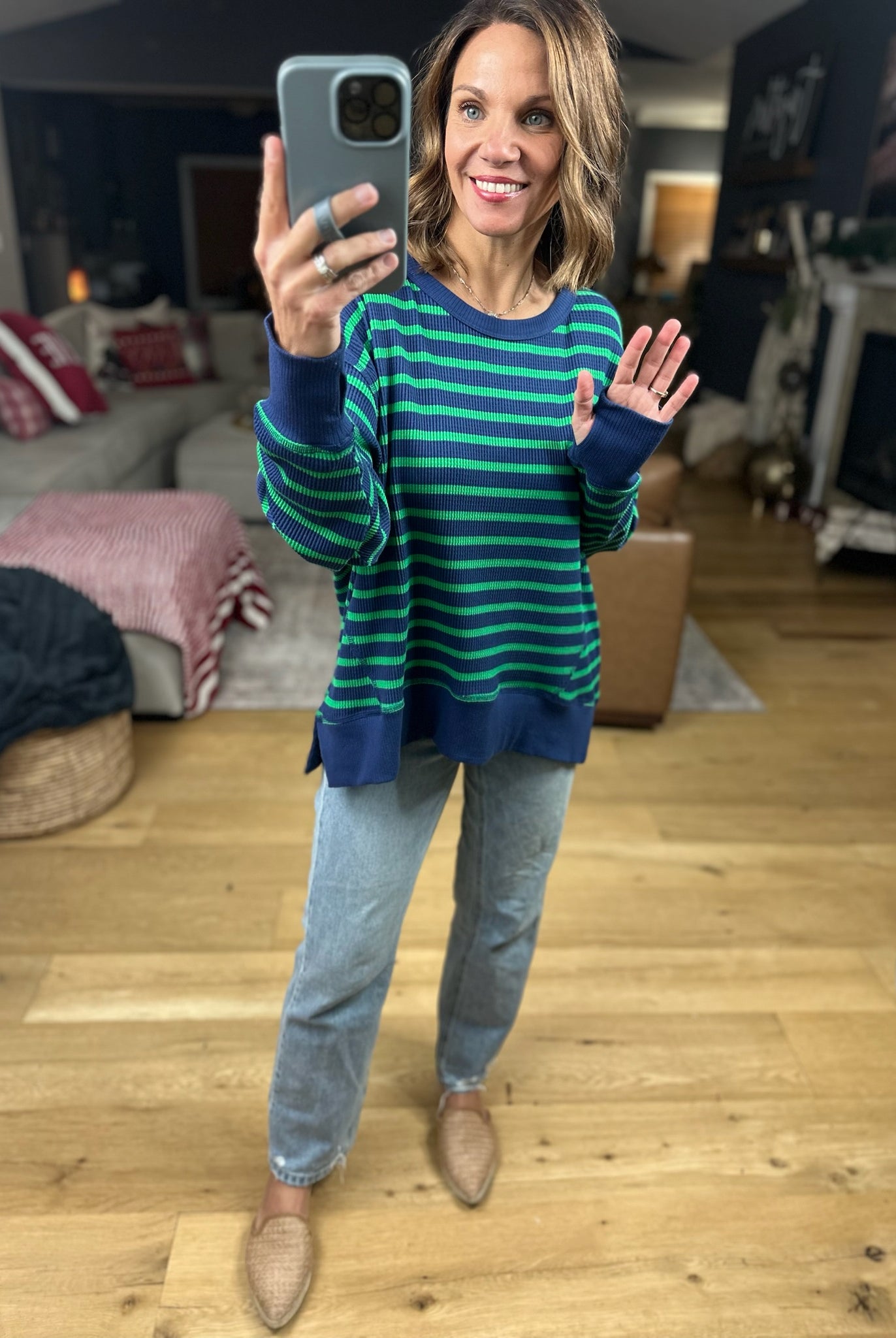 Only Imagine Flowy Waffle Crew-Long Sleeves-By Together-Anna Kaytes Boutique, Women's Fashion Boutique in Grinnell, Iowa