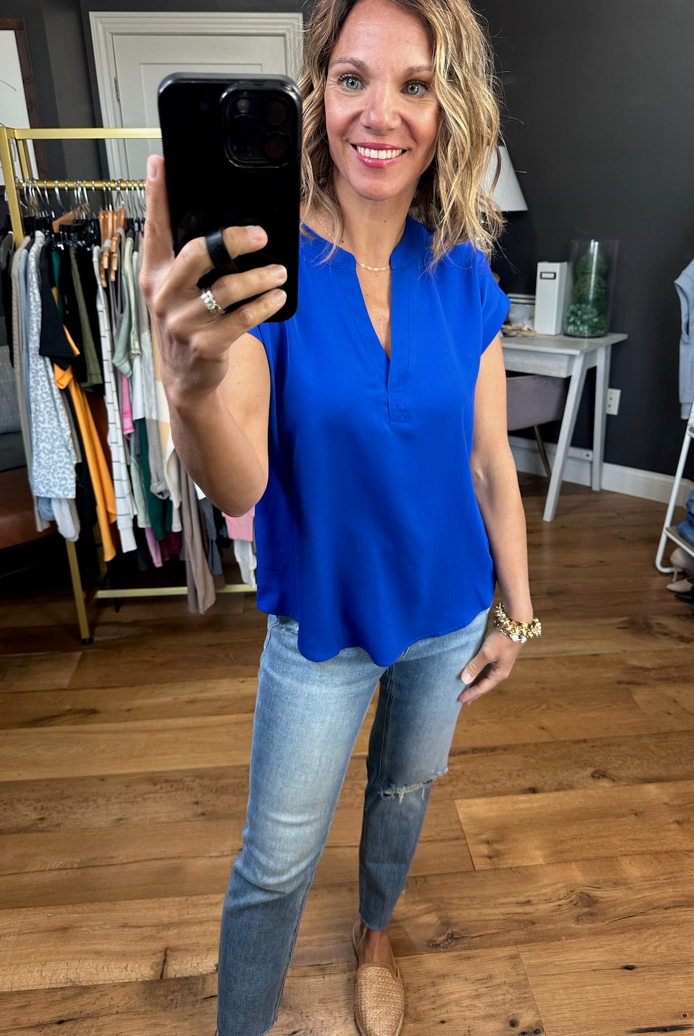 Moving Mountains V-Neck Top - Multiple Options-Short Sleeves-Blu Pepper TB8456-Anna Kaytes Boutique, Women's Fashion Boutique in Grinnell, Iowa